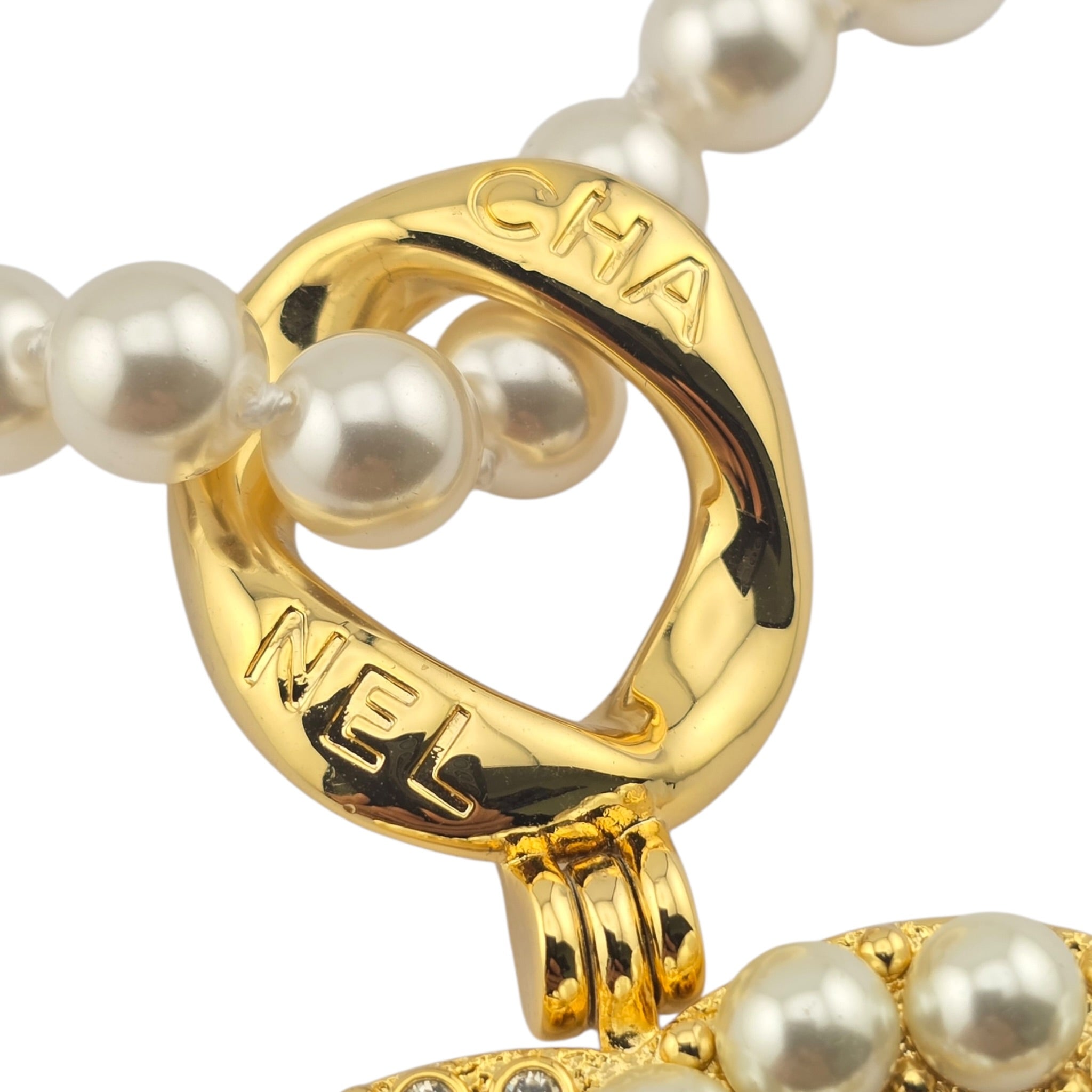 Chanel CC Faux Pearl Gold Pendant Necklace 2024 CHANEL
