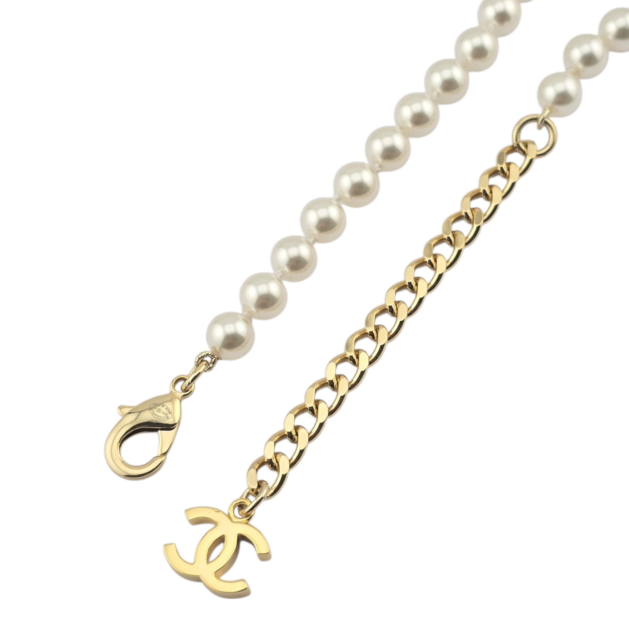 Chanel CC Faux Pearl Gold Pendant Necklace 2024 CHANEL