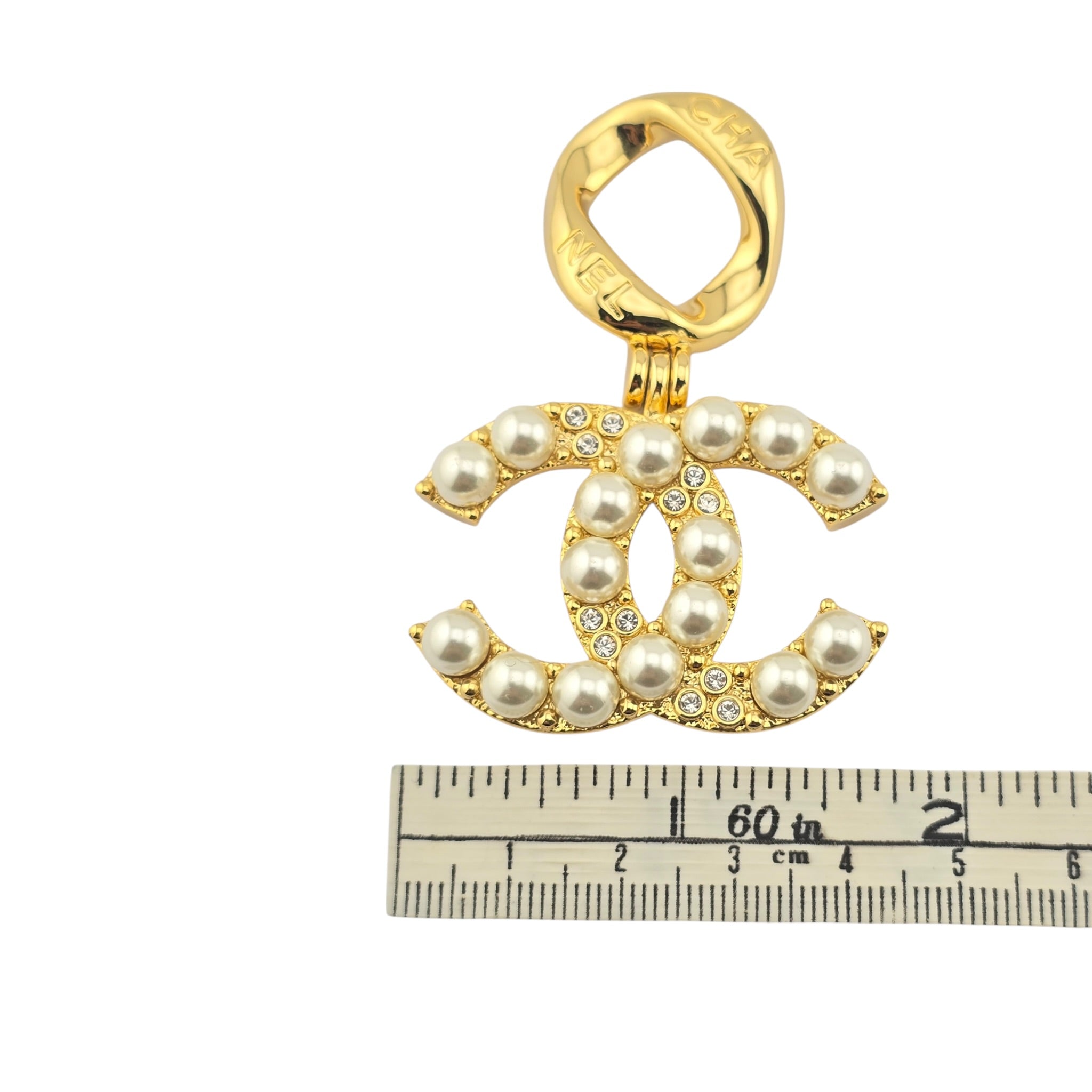 Chanel CC Faux Pearl Gold Pendant Necklace 2024 CHANEL