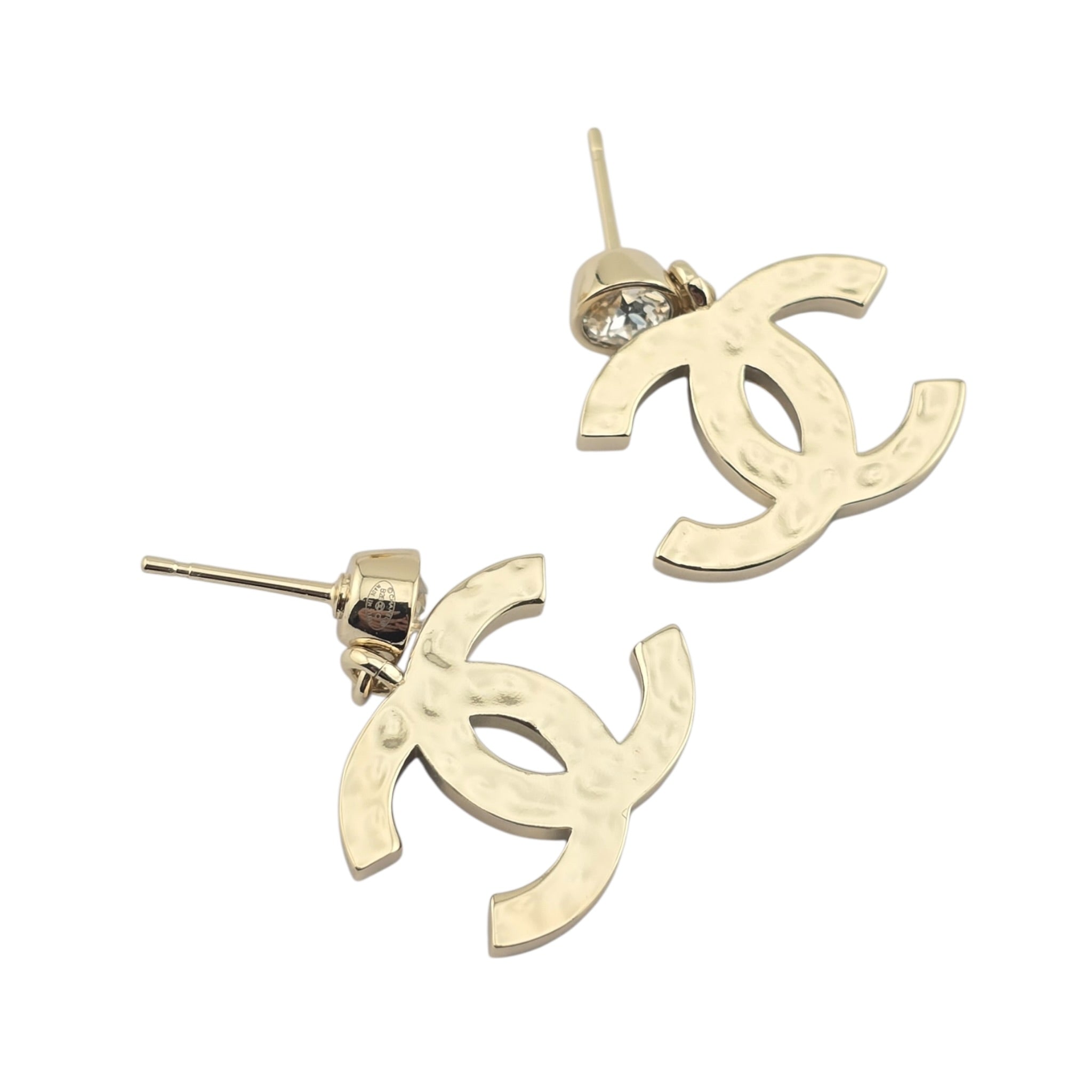 Chanel CC Enamel Crystal Denim Drop Earrings 2026 CHANEL