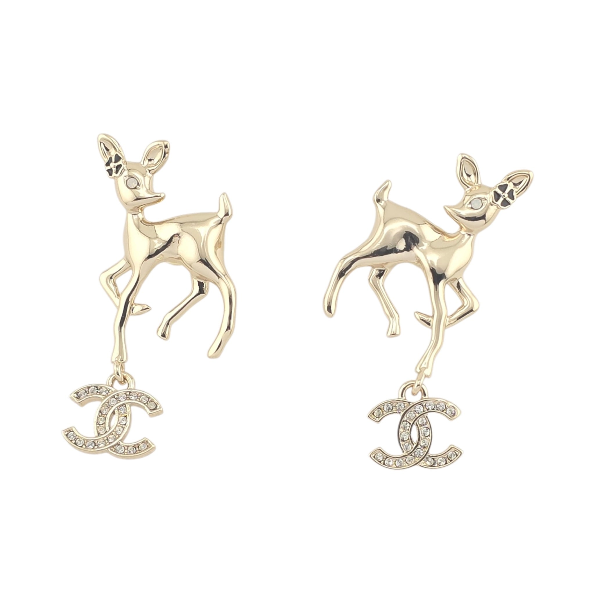 Chanel CC Deer Earrings Gold 2025 CHANEL
