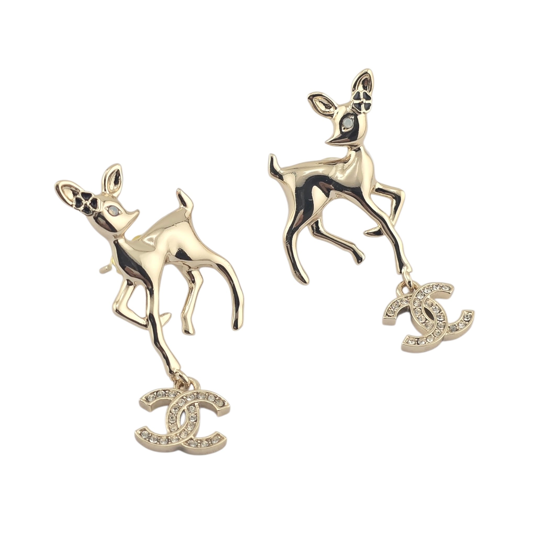 Chanel CC Deer Earrings Gold 2025 CHANEL