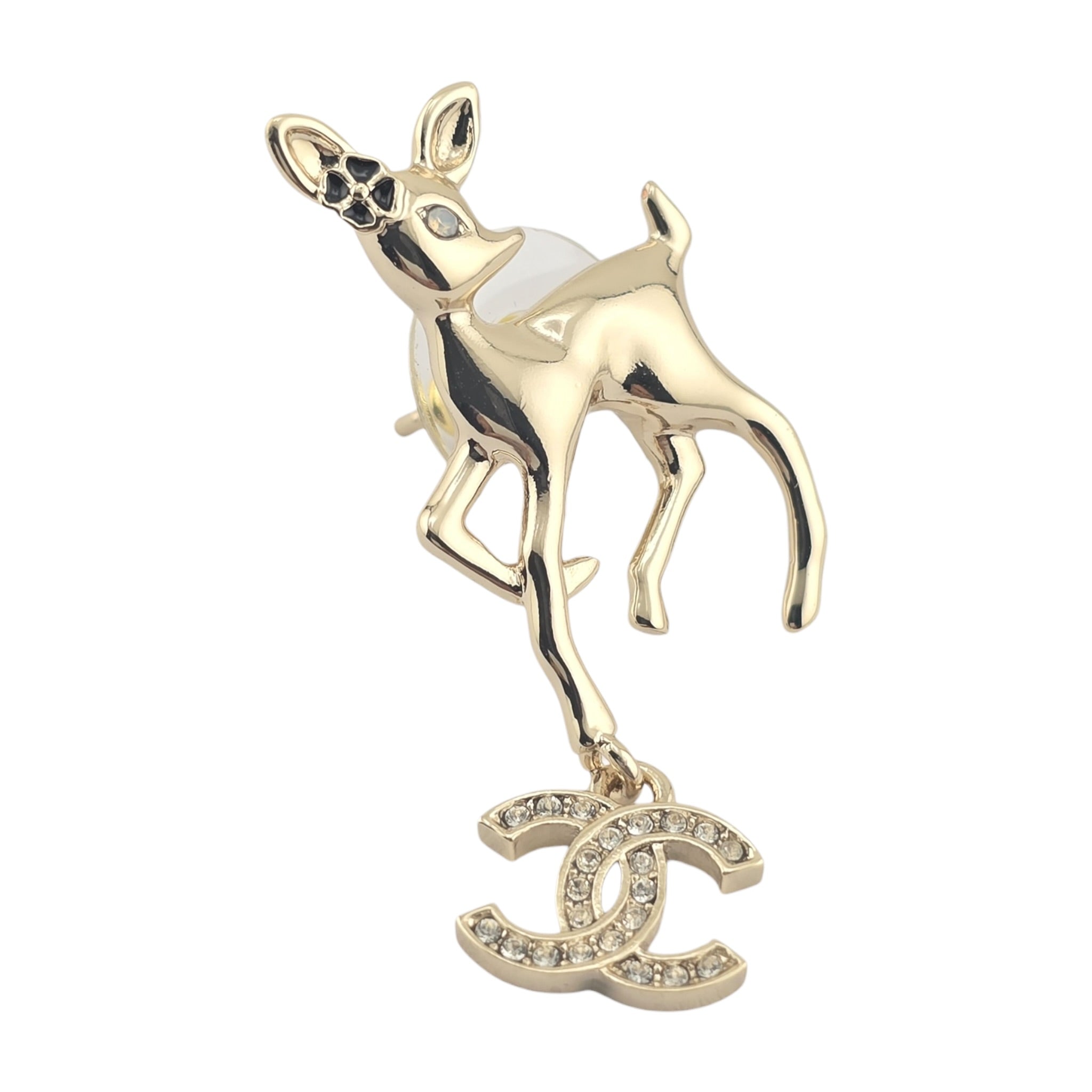 Chanel CC Deer Earrings Gold 2025 CHANEL