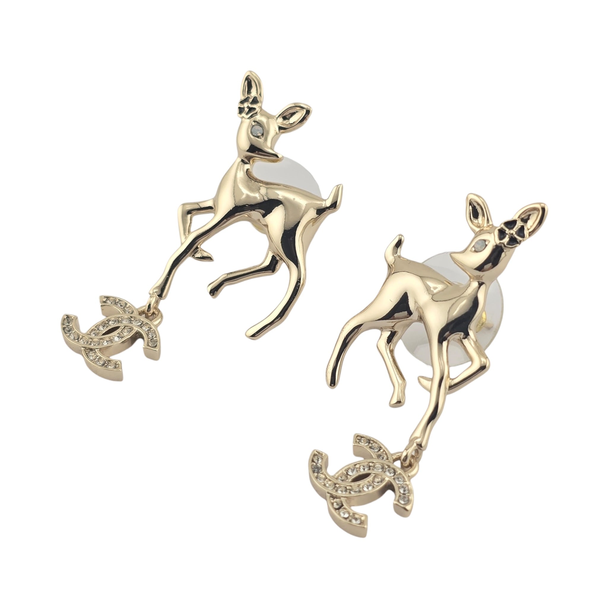 Chanel CC Deer Earrings Gold 2025 CHANEL