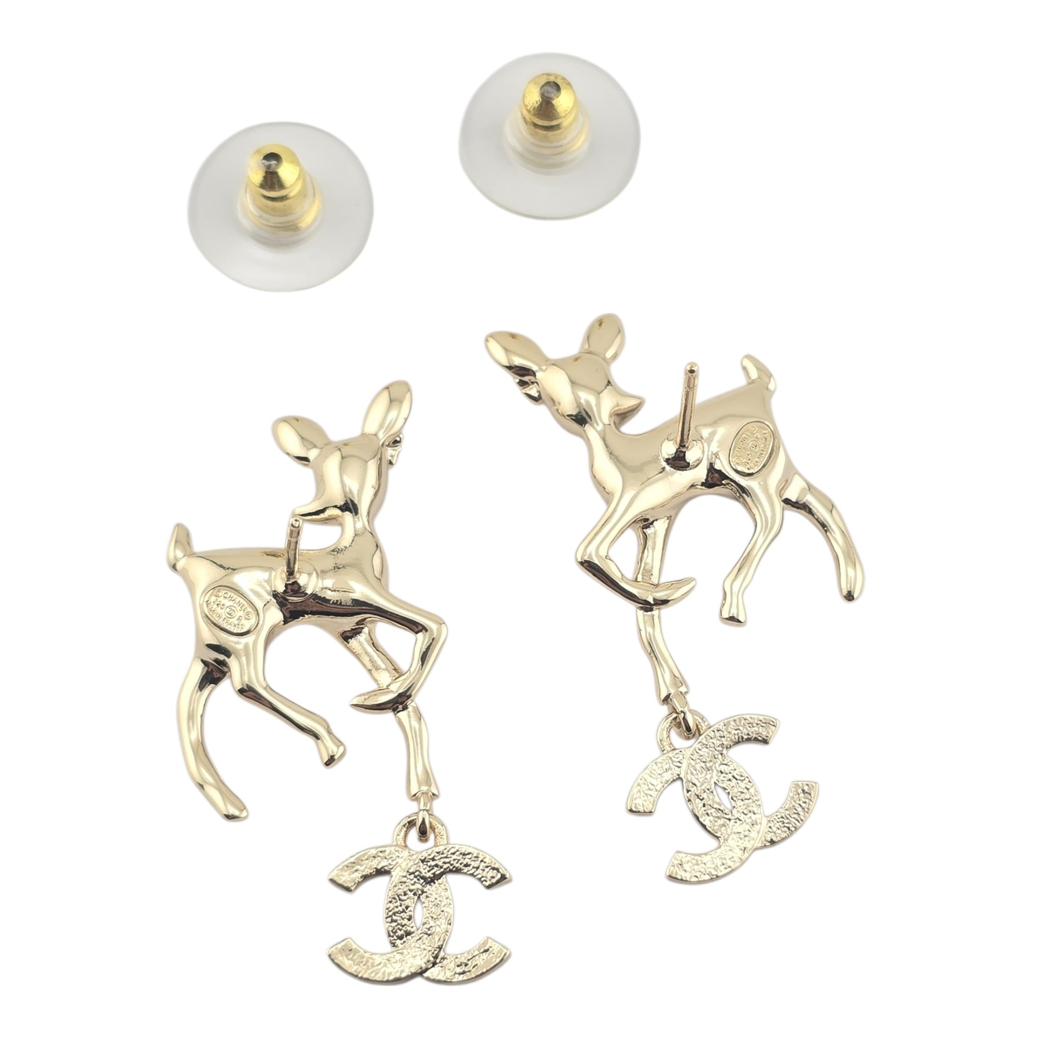 Chanel CC Deer Earrings Gold 2025 CHANEL