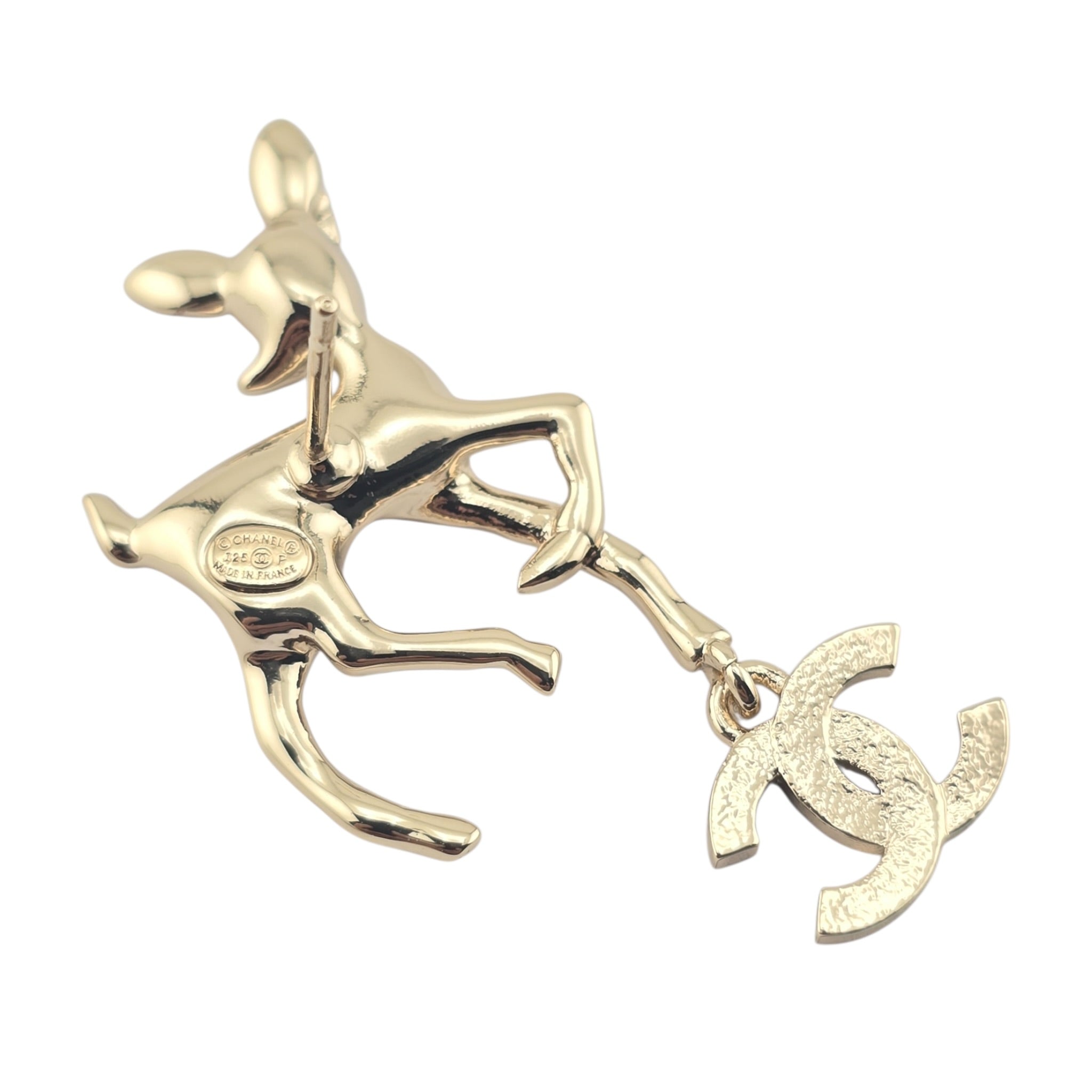 Chanel CC Deer Earrings Gold 2025 CHANEL