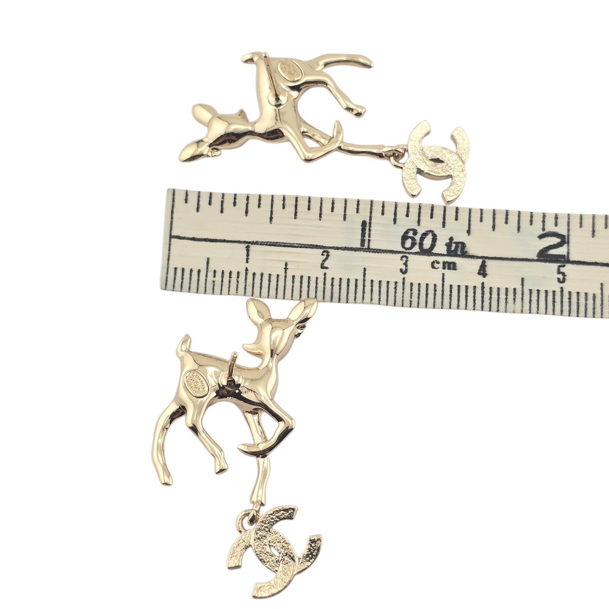 Chanel CC Deer Earrings Gold 2025 CHANEL