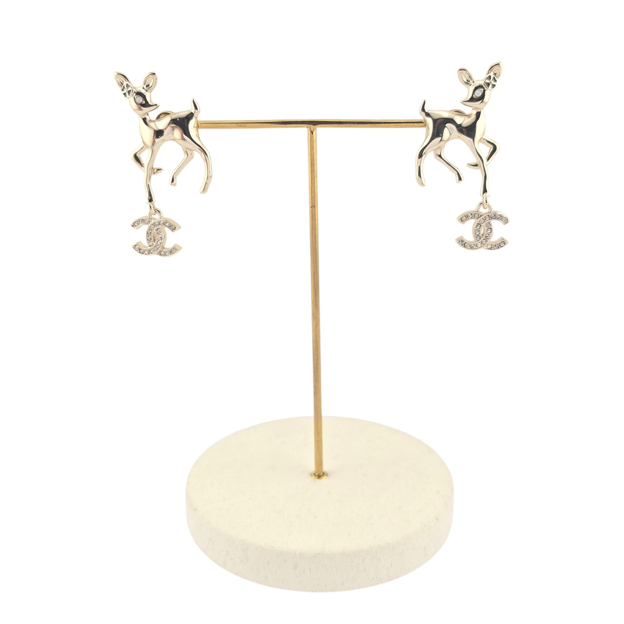 Chanel CC Deer Earrings Gold 2025 CHANEL