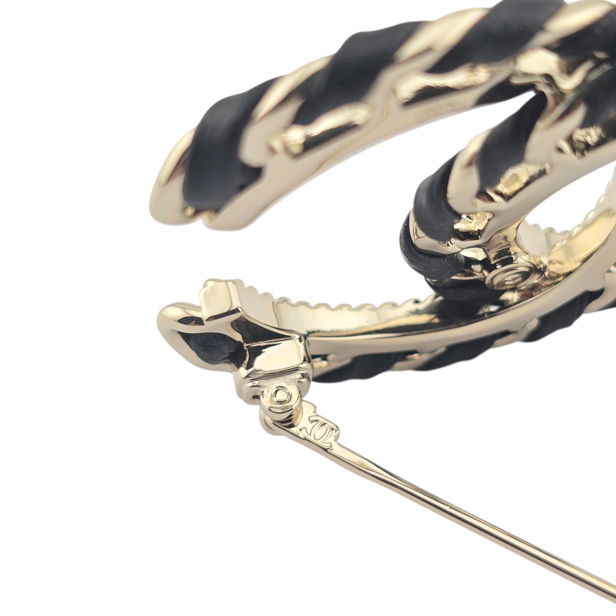 Chanel CC Lambskin Black Gold Brooch 2026 CHANEL