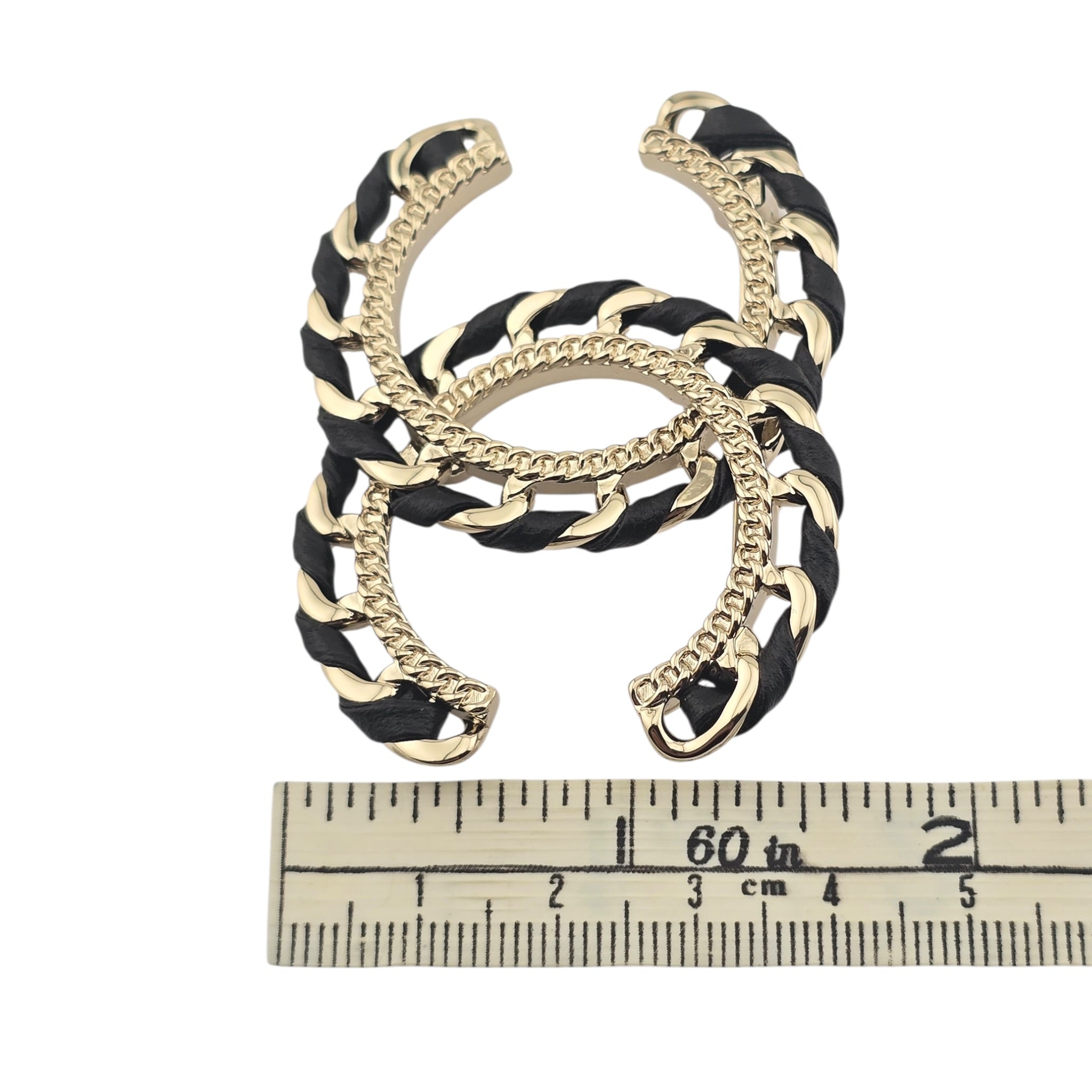 Chanel CC Lambskin Black Gold Brooch 2026 CHANEL