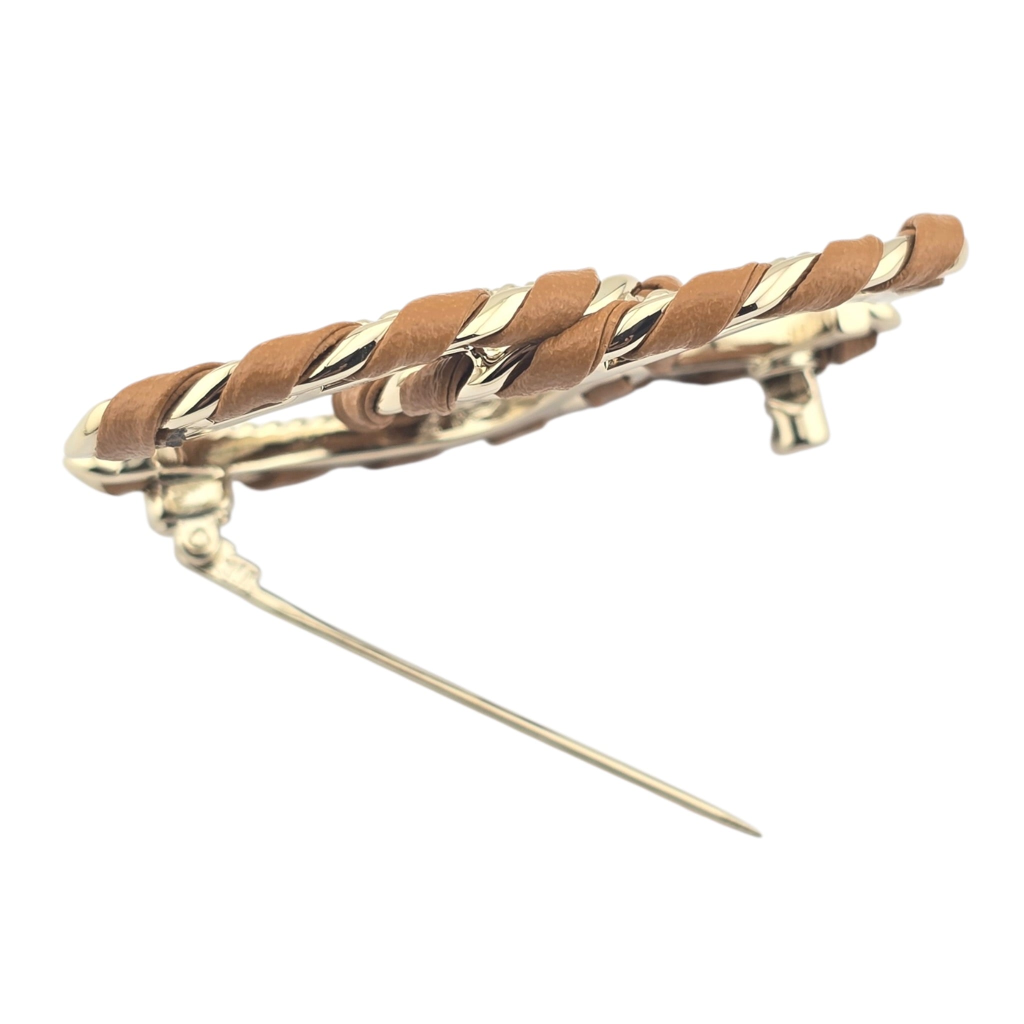 Chanel CC Lambskin Tan Brown Gold Brooch 2026 CHANEL