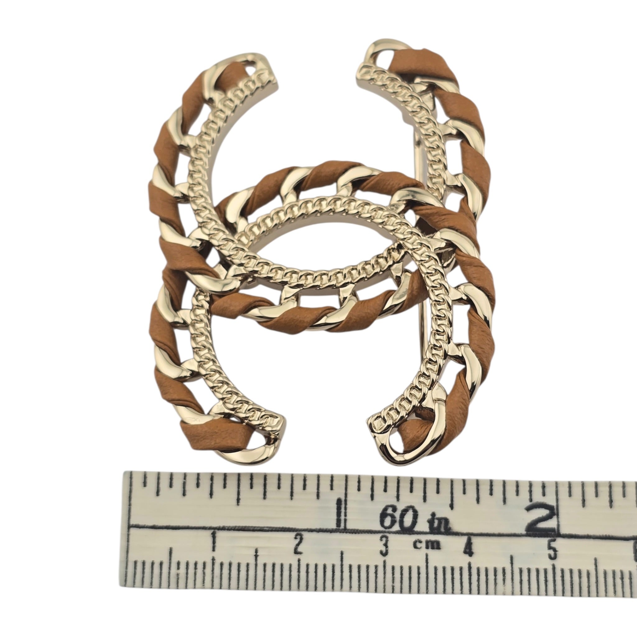 Chanel CC Lambskin Tan Brown Gold Brooch 2026 CHANEL