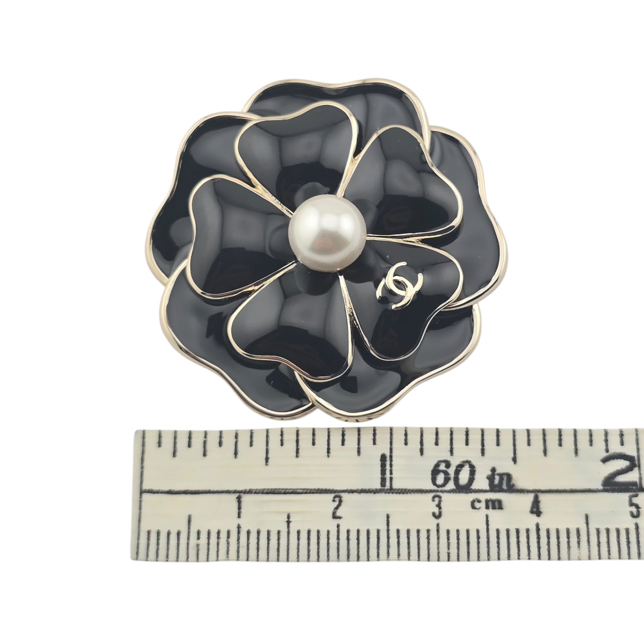 Chanel CC Black Crystal Enamel Camellia Brooch 2025 CHANEL