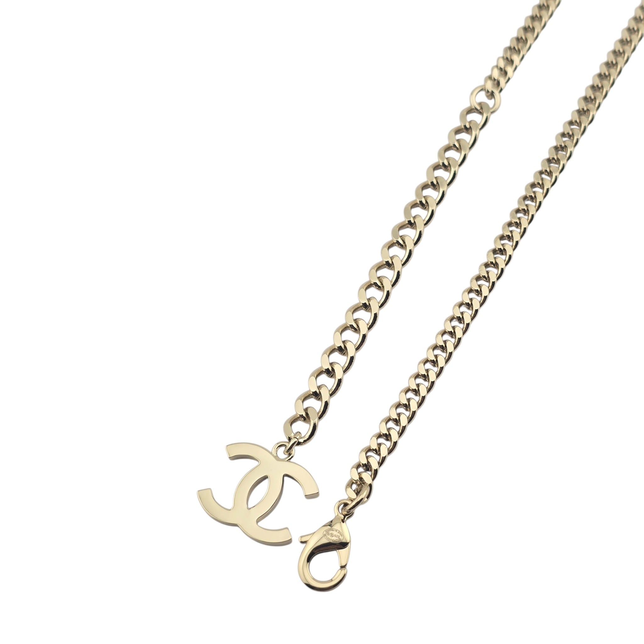 Chanel CC Black Crystal Enamel Camellia Pendant Necklace CHANEL