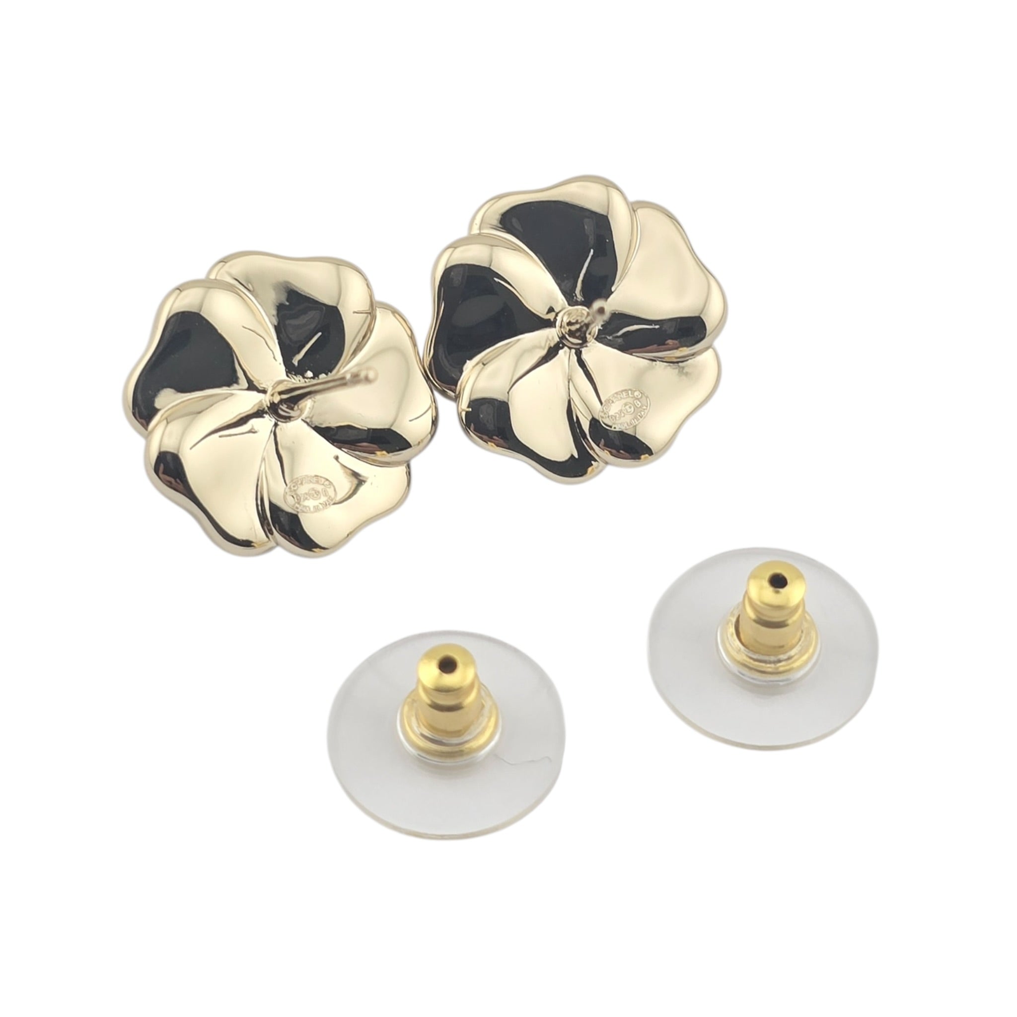 Chanel CC Black Crystal Enamel Camellia Earrings 2025 CHANEL