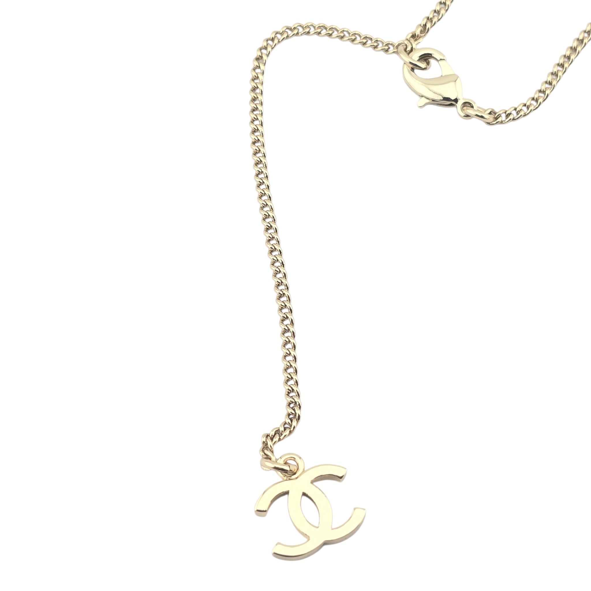 Chanel CC Deer Pendant Crystal Gold Necklace 26C CHANEL