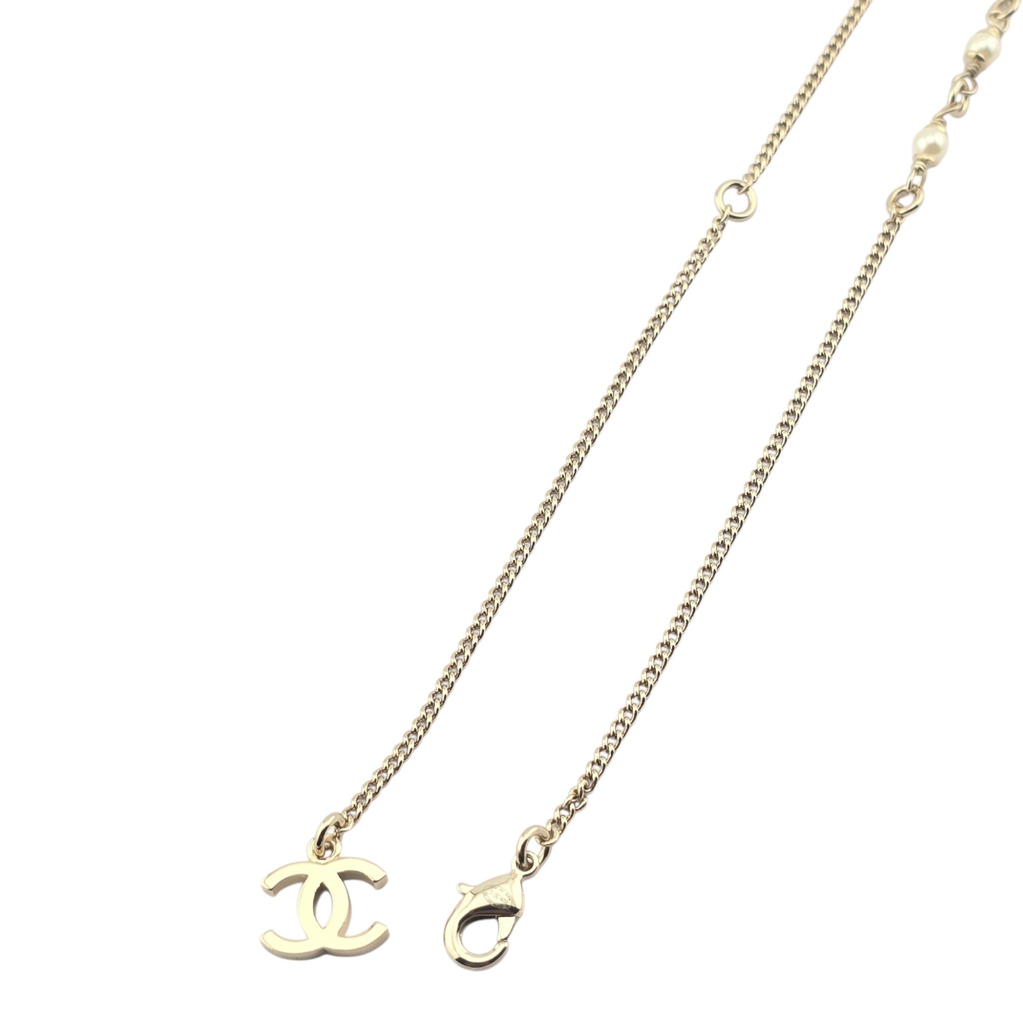 Chanel CC Deer Pendant Crystal Gold Necklace 26C CHANEL
