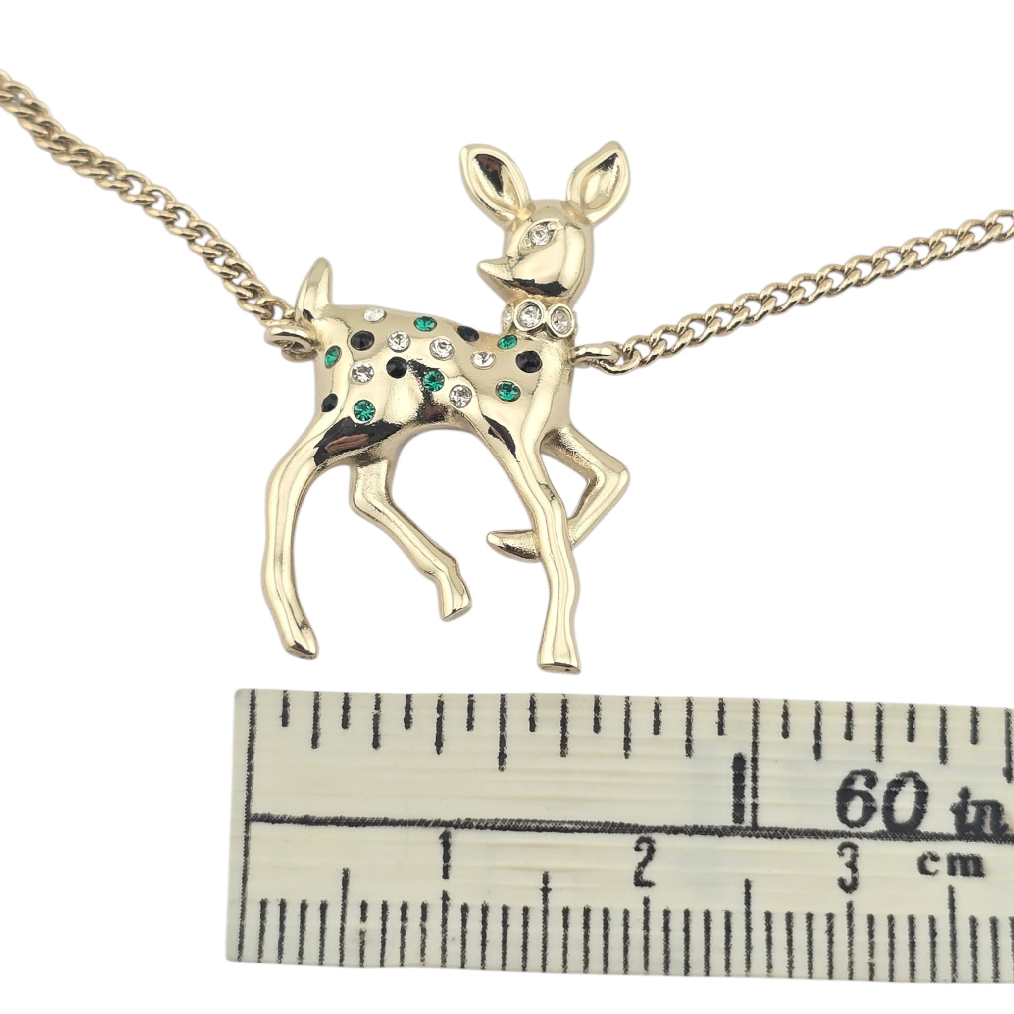 Chanel CC Deer Pendant Crystal Gold Necklace 26C CHANEL
