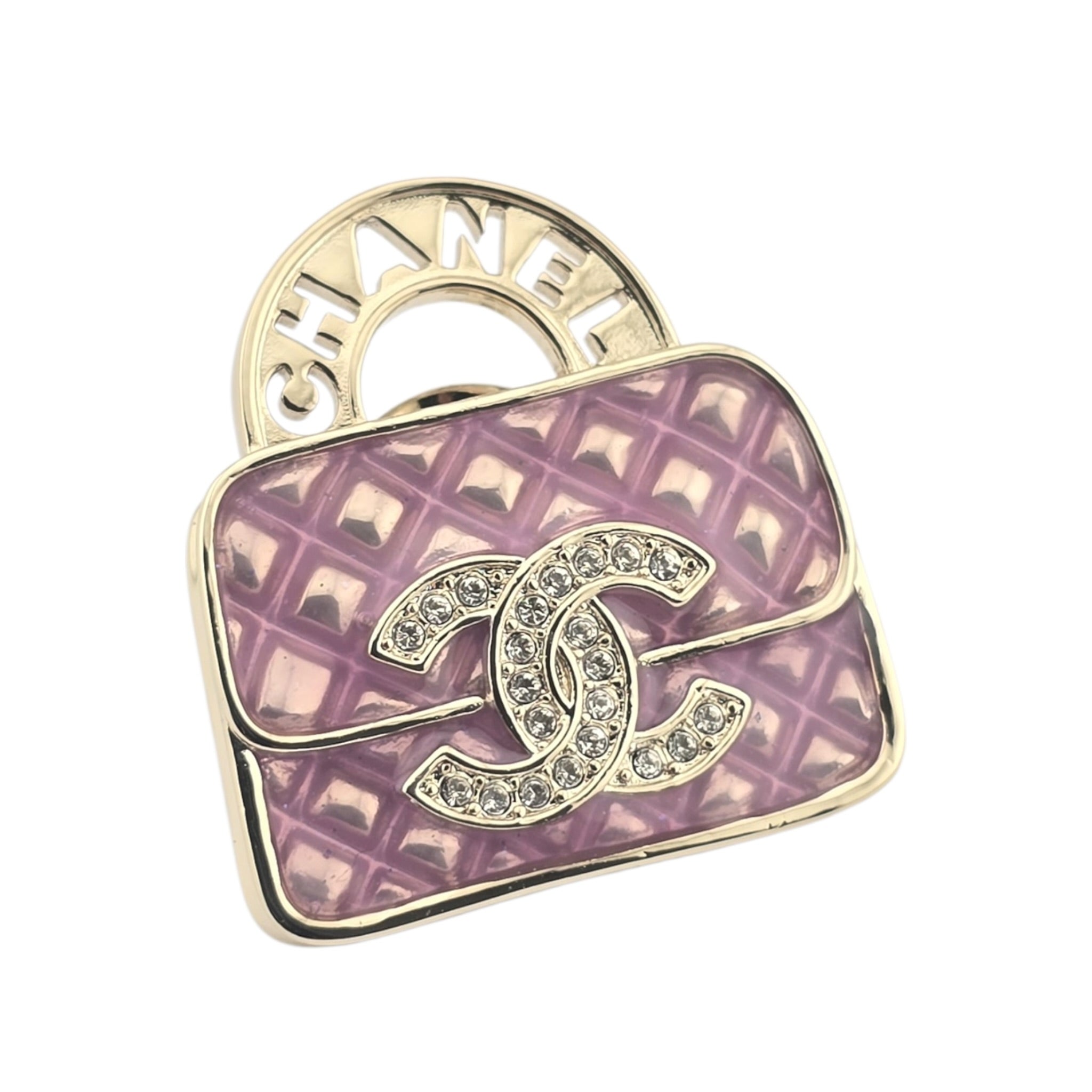 Chanel CC Matelasse Bag Pearly Pink Resin Pin Brooch 2024 CHANEL