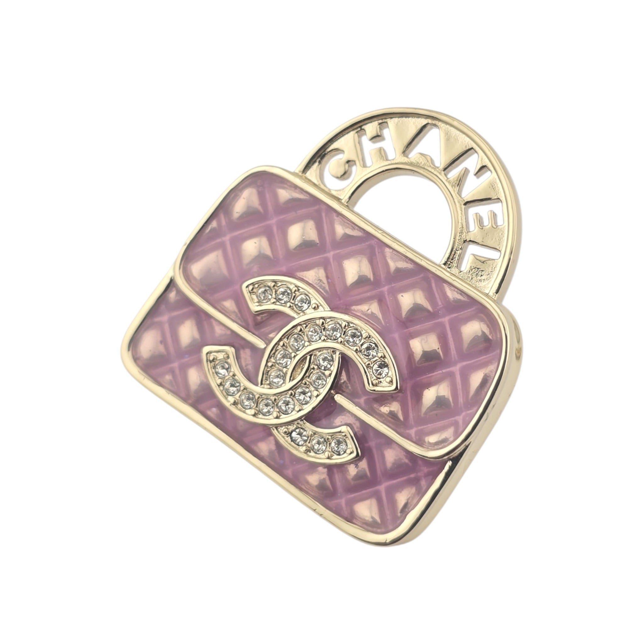 Chanel CC Matelasse Bag Pearly Pink Resin Pin Brooch 2024 CHANEL