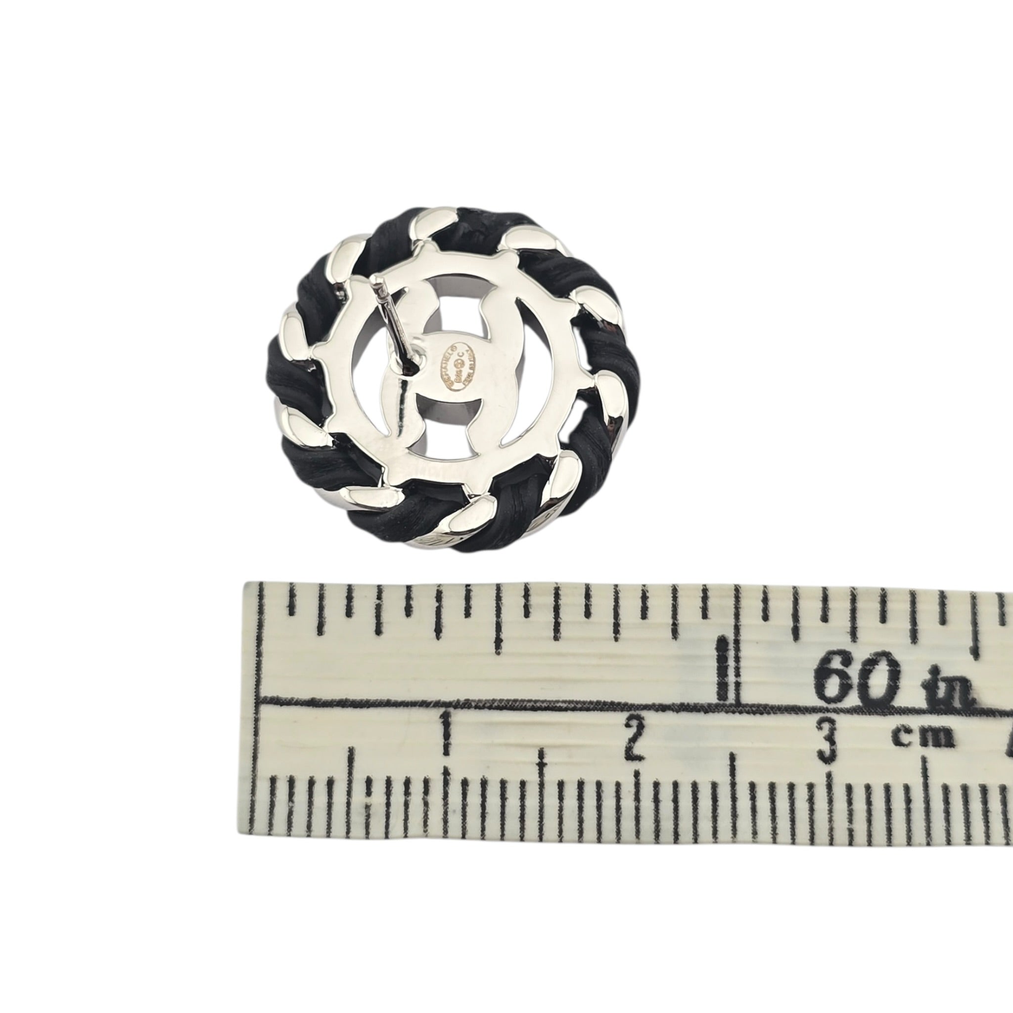 Chanel CC Crystal Lambskin Chain Stud Earrings Black Silver 2026 CHANEL