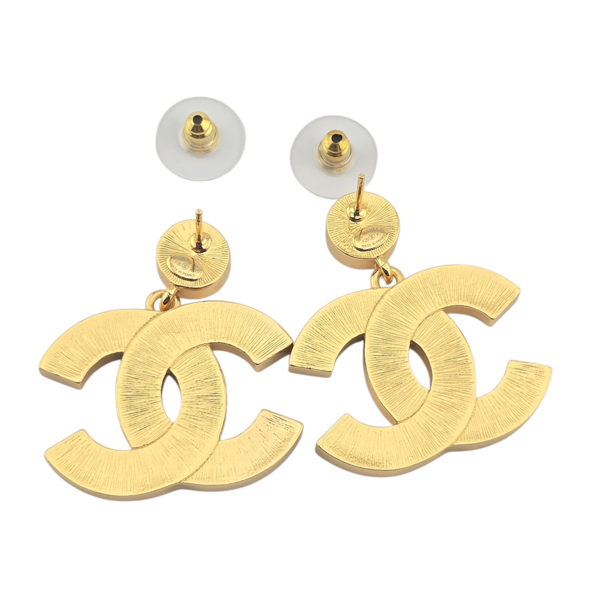 Chanel CC Metal Resin Star Logo Drop Earrings Gold Black 2025 CHANEL