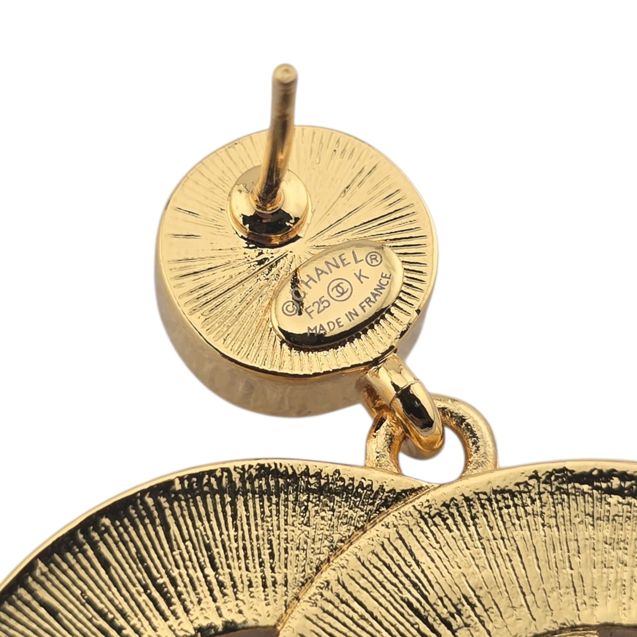 Chanel CC Metal Resin Star Logo Drop Earrings Gold Black 2025 CHANEL