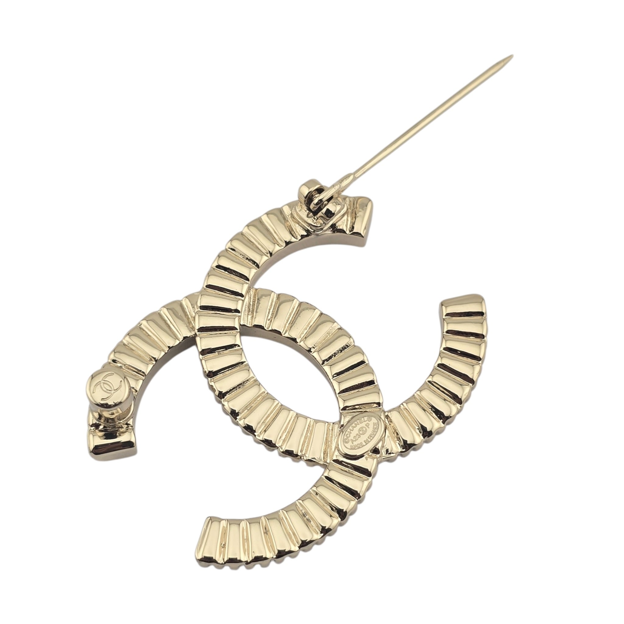Chanel CC Crystal Gold Brooch 2023 CHANEL