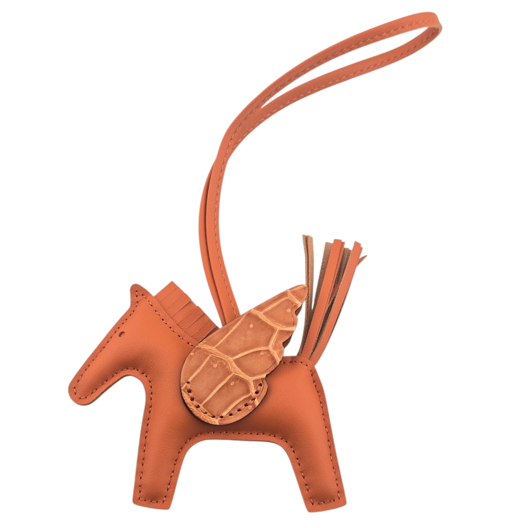 Hermès Rodeo Pegase Orange Leather and Alligator Touch PM Bag Charm HERMES