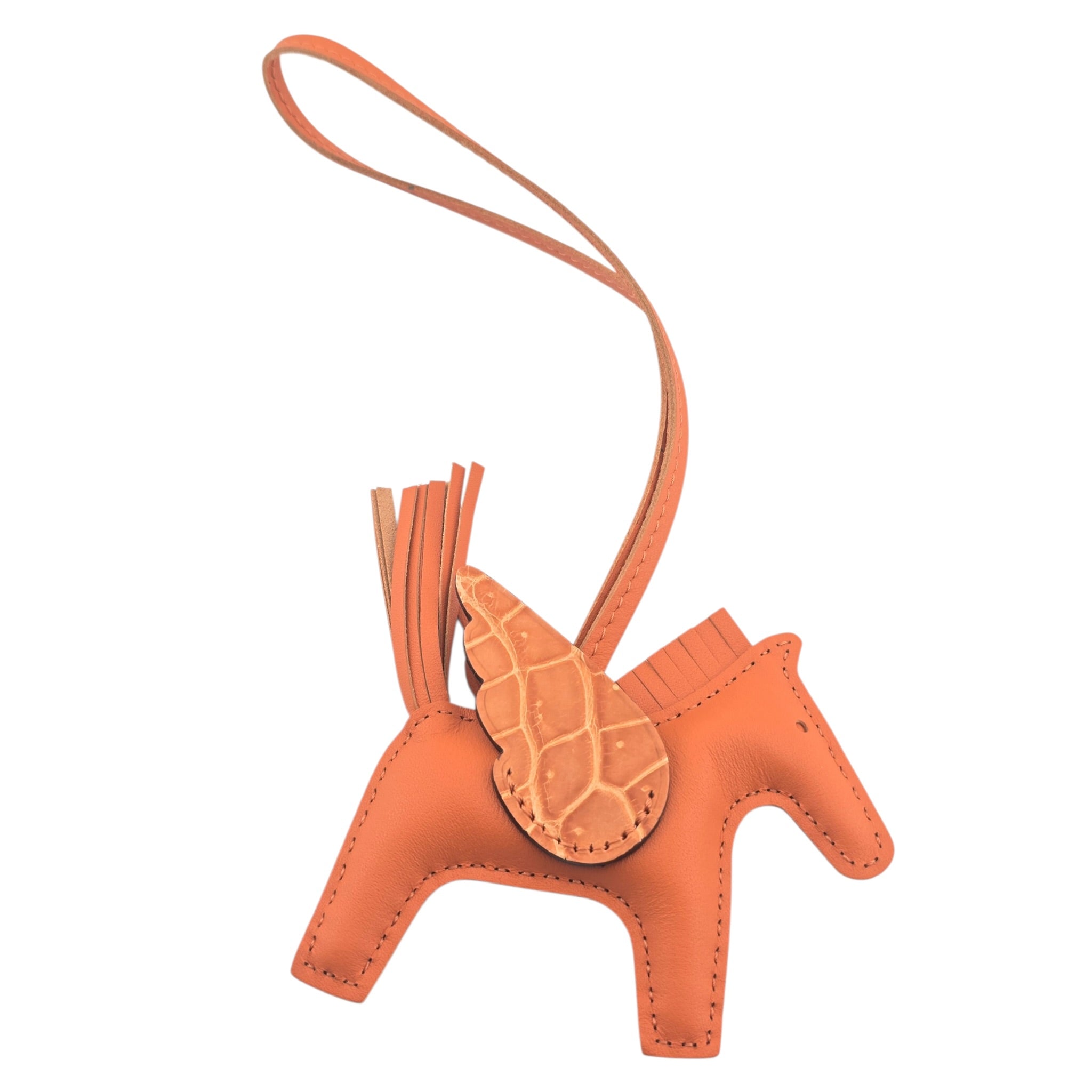 Hermès Rodeo Pegase Orange Leather and Alligator Touch PM Bag Charm HERMES