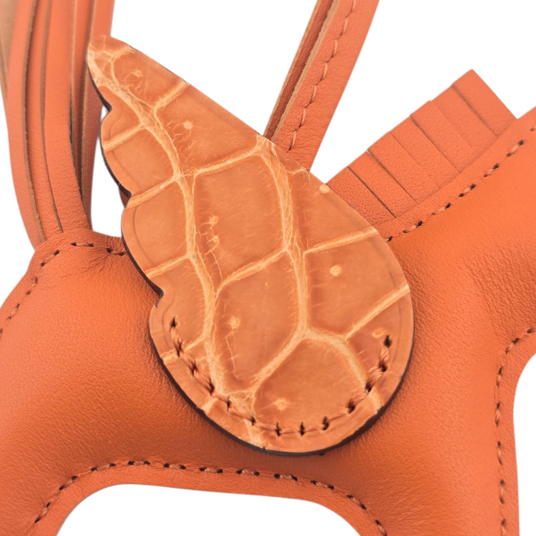 Hermès Rodeo Pegase Orange Leather and Alligator Touch PM Bag Charm HERMES
