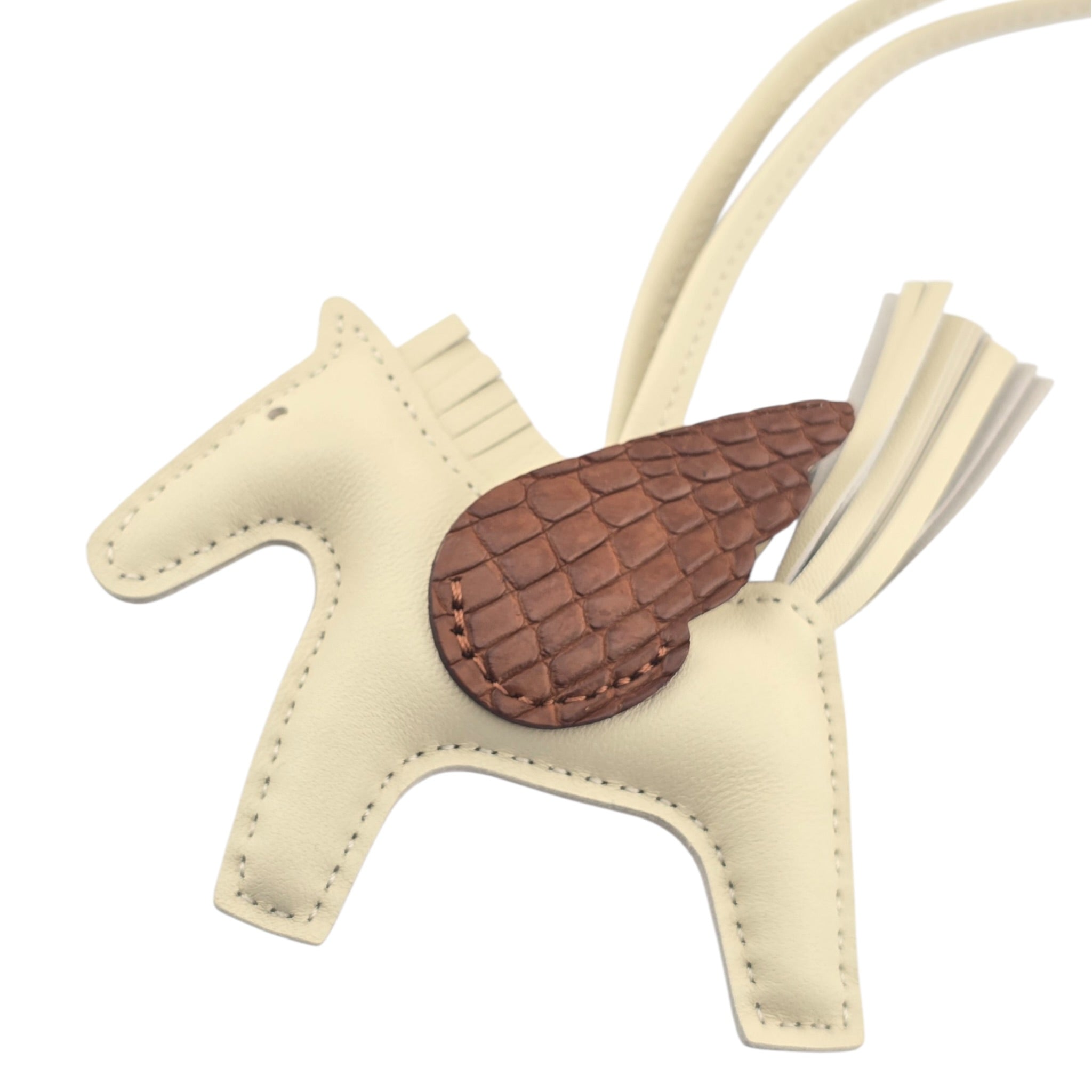 Hermès Rodeo Pegase Craie / Gold Leather and Alligator Touch PM Bag Charm HERMES