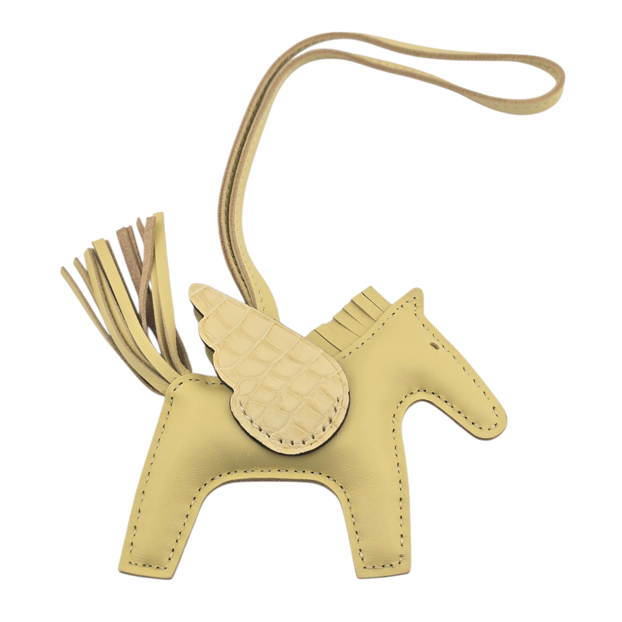 Hermès Rodeo Pegase Jaune Poussin Leather and Alligator Touch PM Bag Charm HERMES