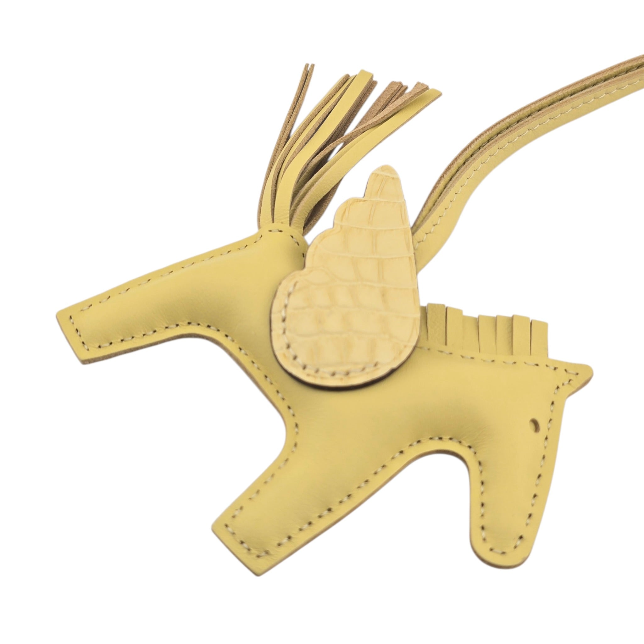Hermès Rodeo Pegase Jaune Poussin Leather and Alligator Touch PM Bag Charm HERMES