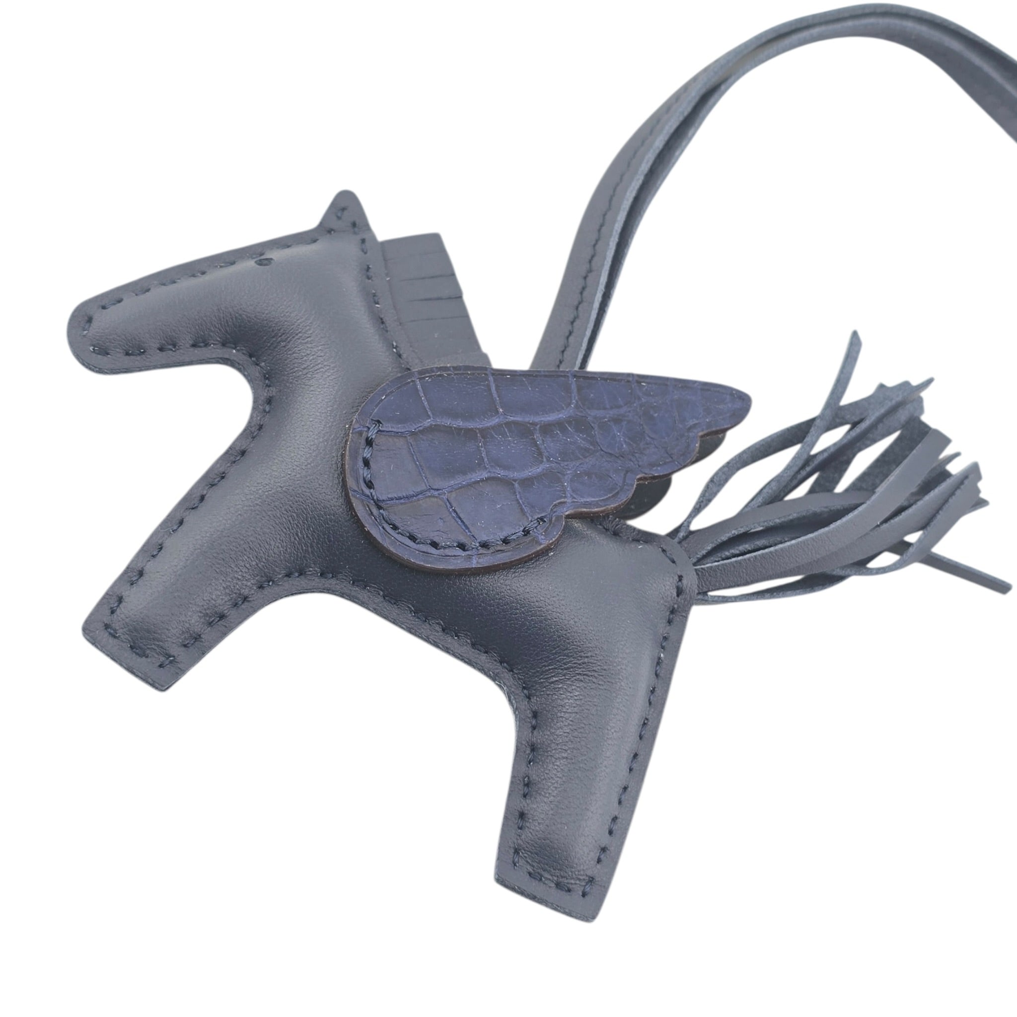 Hermès Rodeo Pegase Bleu Saphir Leather and Alligator Touch PM Bag Charm HERMES