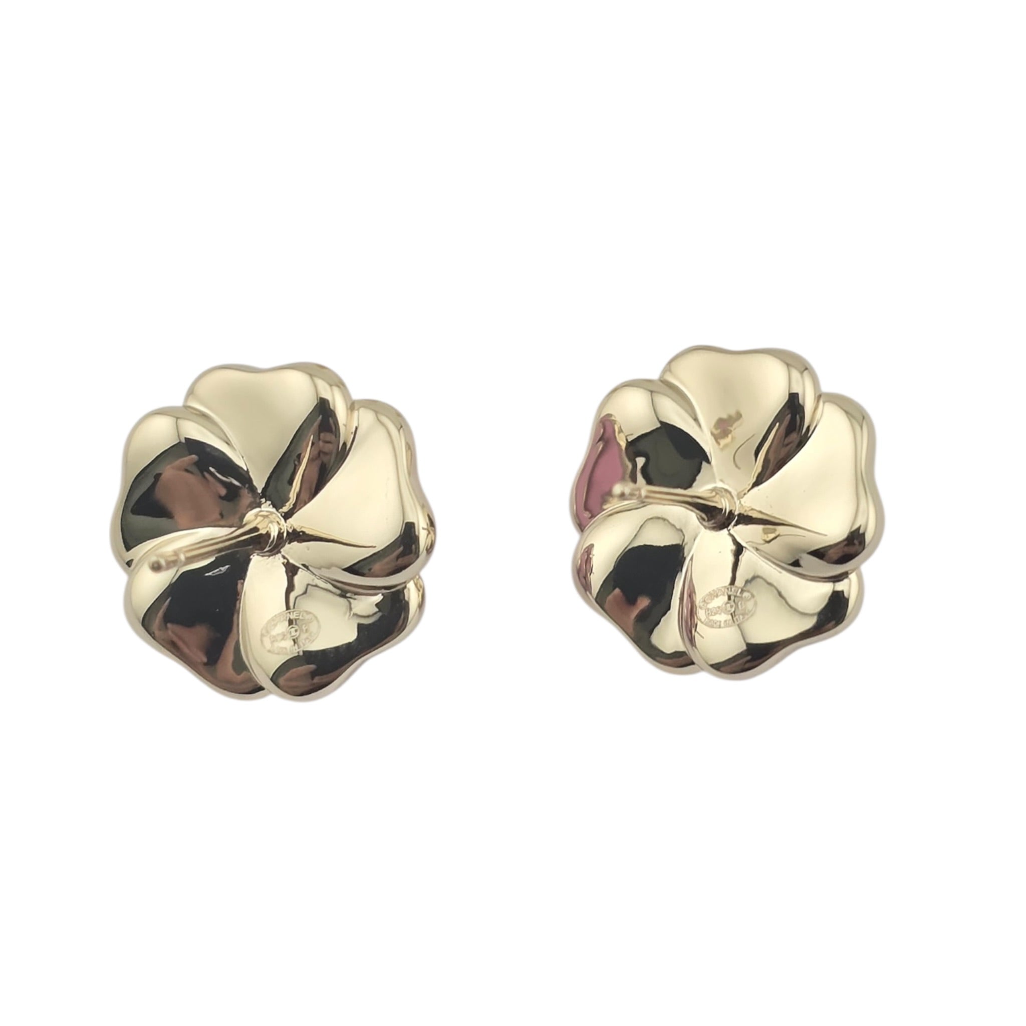 Chanel CC Pink Enamel Camellia Earrings 2025 CHANEL
