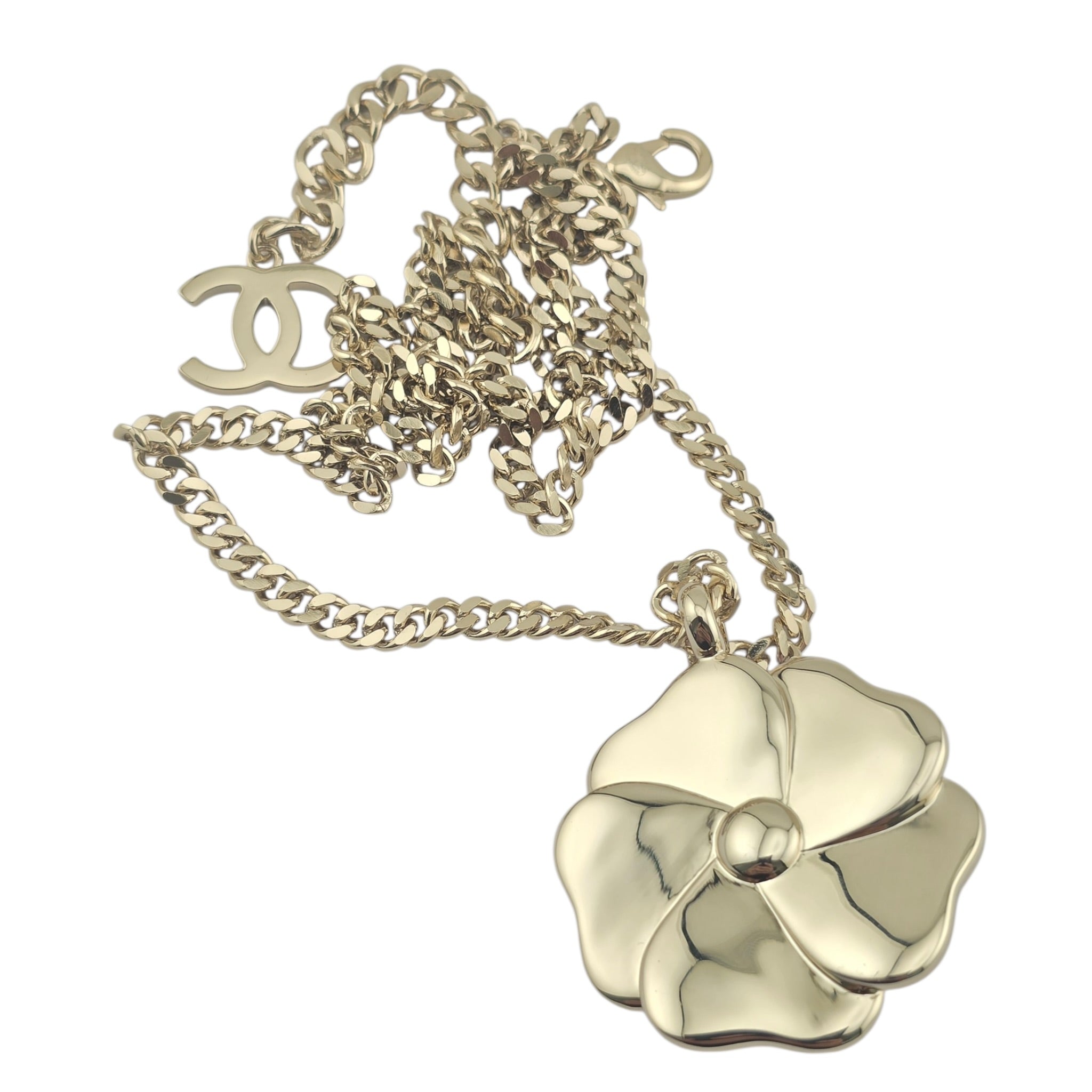 Chanel CC Pink Enamel Camellia Pendant Necklace 2025 CHANEL
