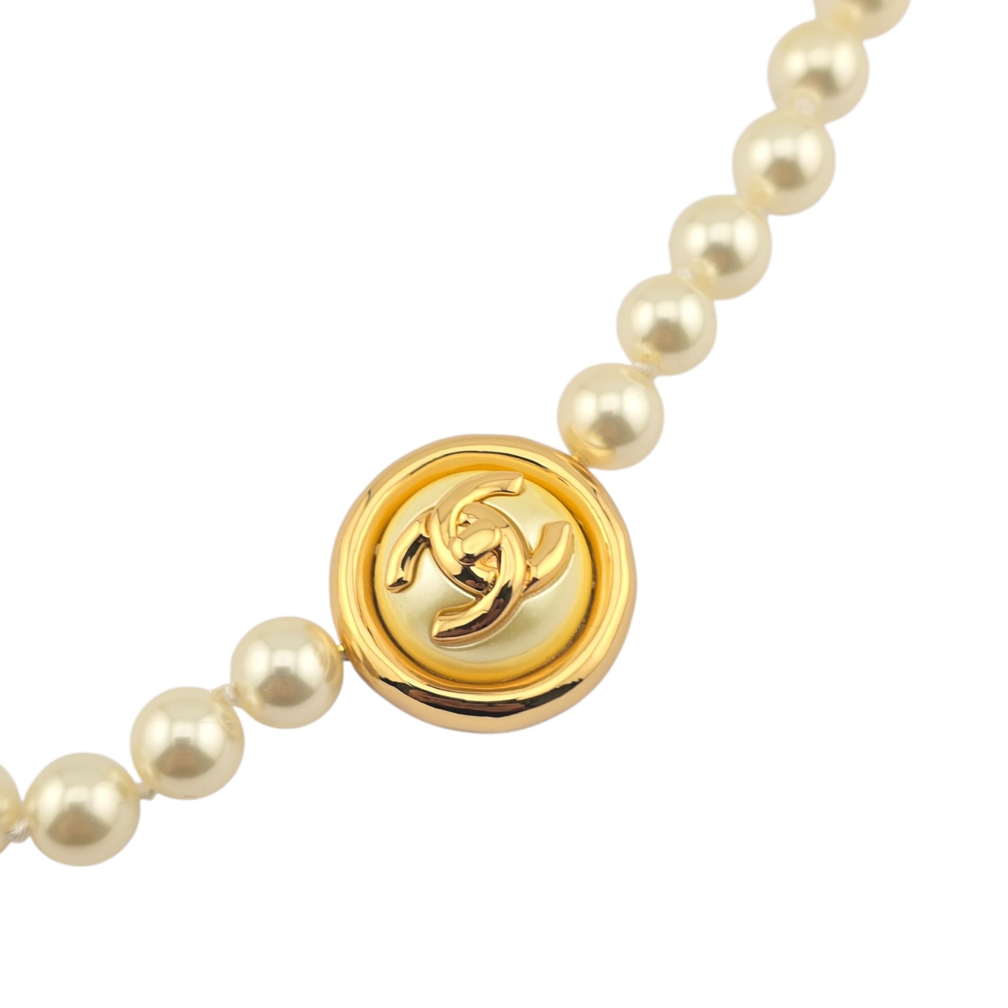 Chanel CC Faux Pearl Gold Pendant Choker 2024 CHANEL