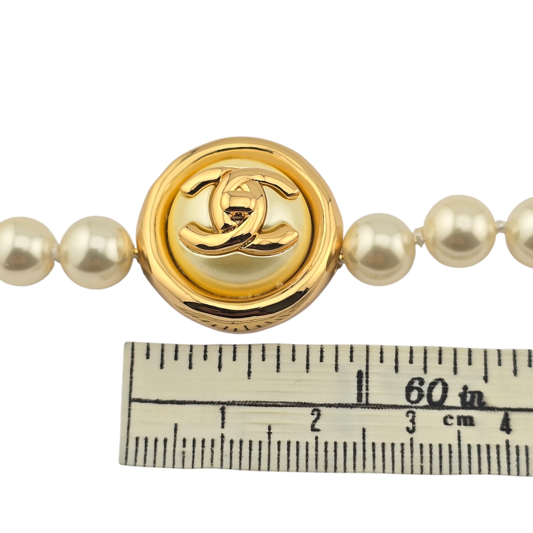 Chanel CC Faux Pearl Gold Pendant Choker 2024 CHANEL