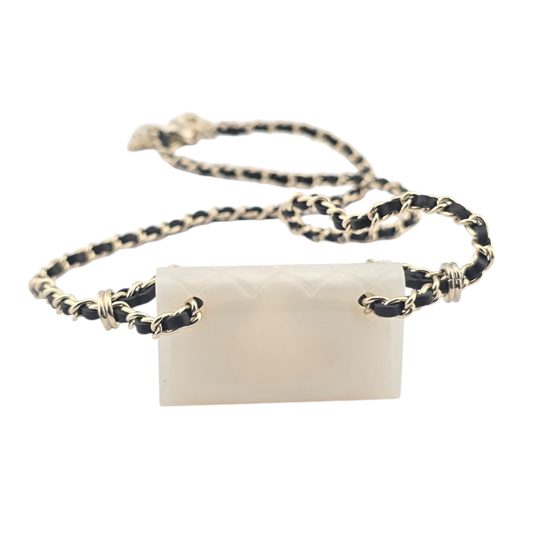 Chanel CC Matelasse Resin White Bag Necklace 2023 CHANEL