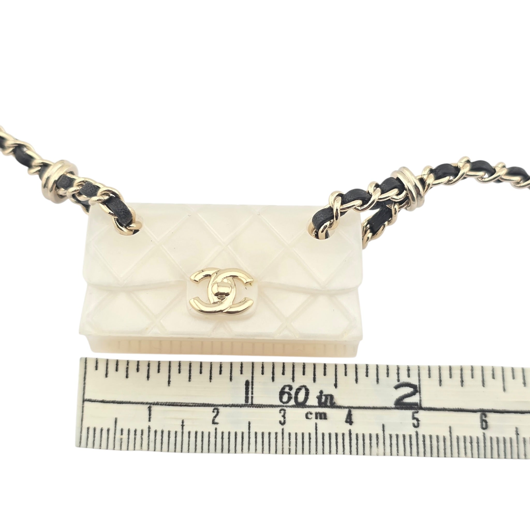 Chanel CC Matelasse Resin White Bag Necklace 2023 CHANEL
