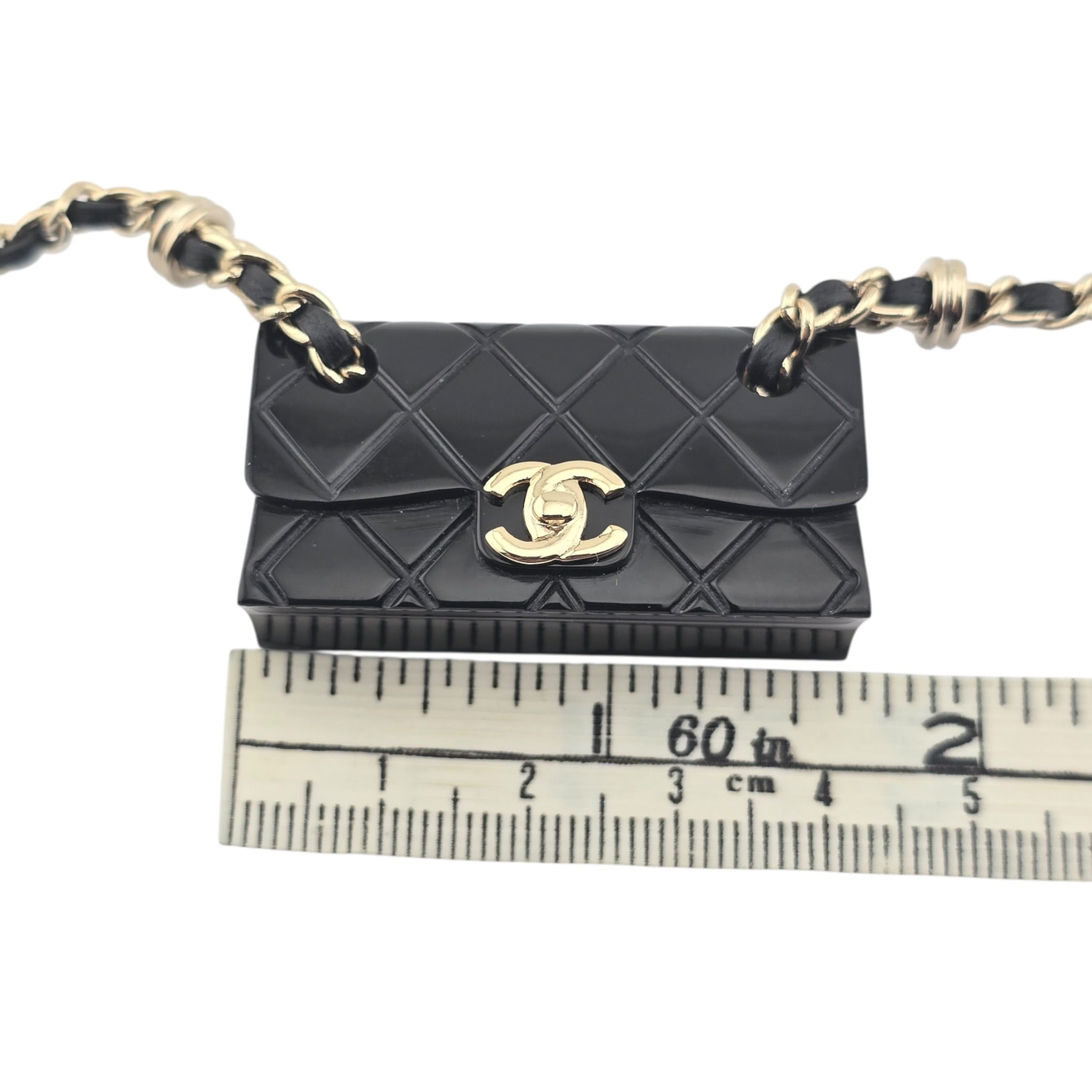Chanel CC Matelasse Resin Black Bag Necklace 2023 CHANEL