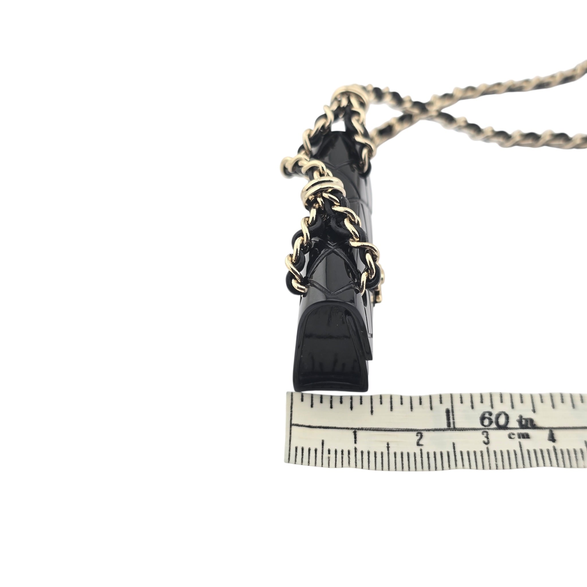 Chanel CC Matelasse Resin Black Bag Necklace 2023 CHANEL