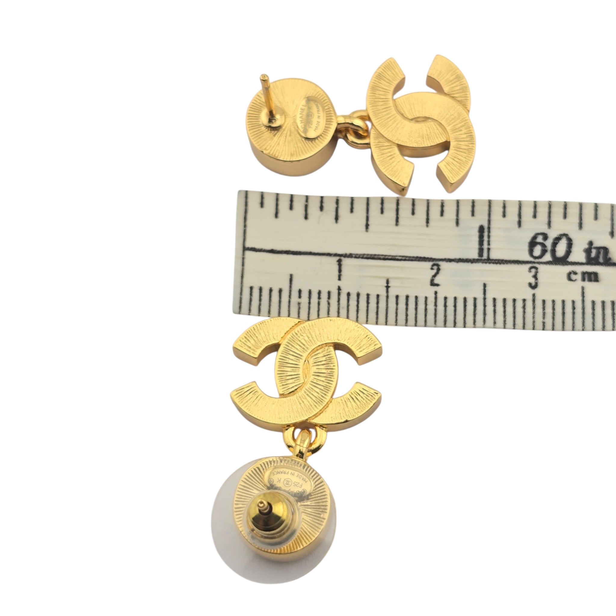 Chanel CC Metal Resin Logo Drop Star Earrings Gold Black 2025 CHANEL