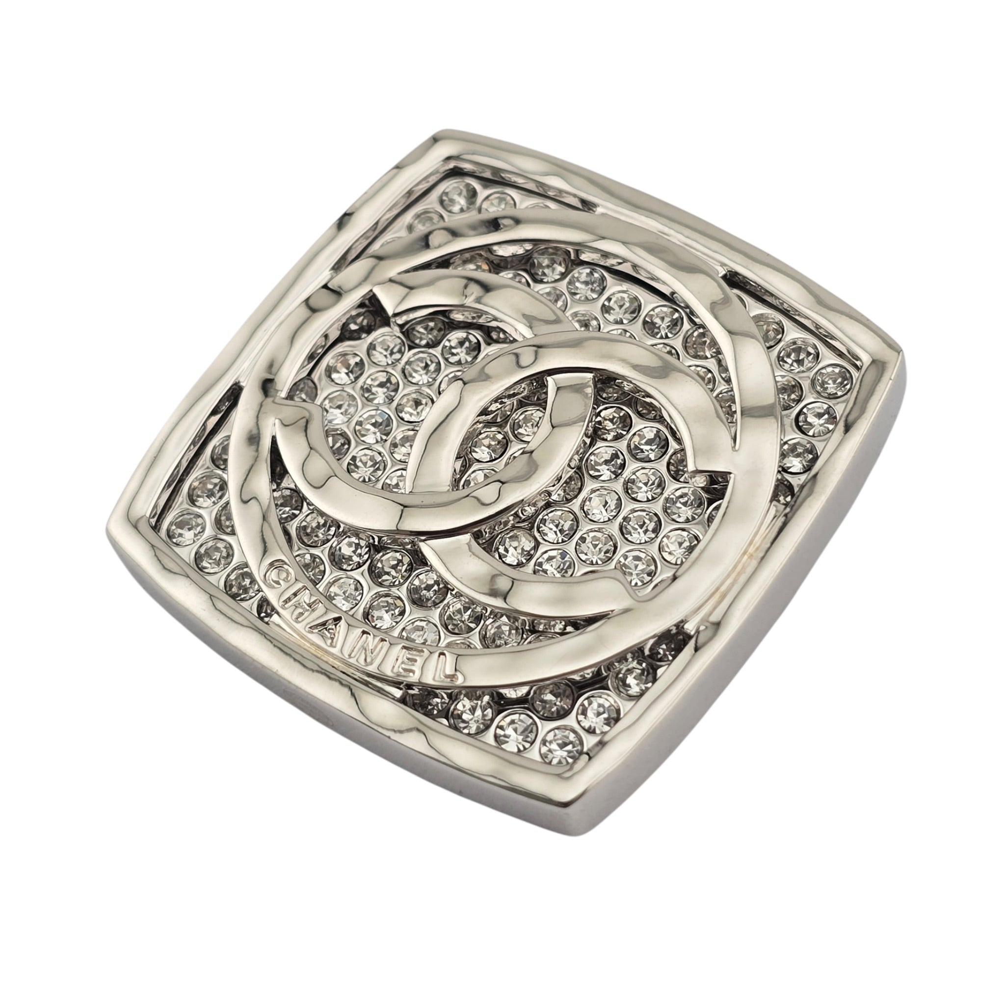Chanel CC Square Silver Crystal Brooch 2025 CHANEL