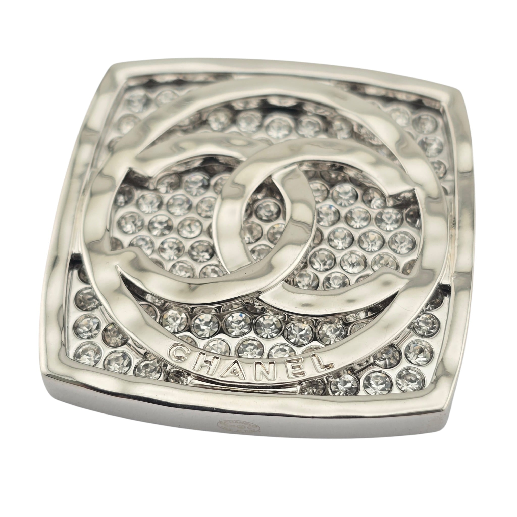 Chanel CC Square Silver Crystal Brooch 2025 CHANEL
