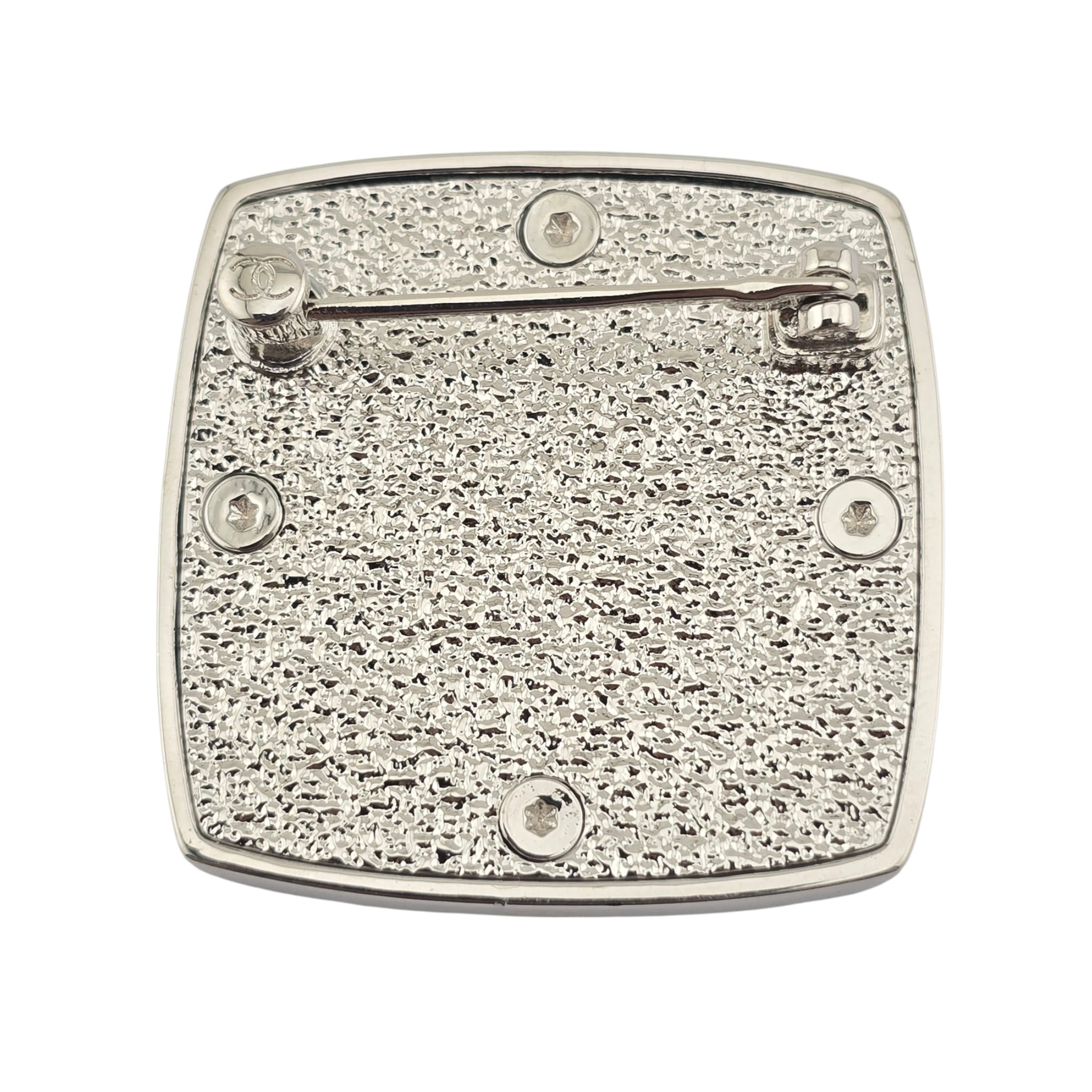 Chanel CC Square Silver Crystal Brooch 2025 CHANEL