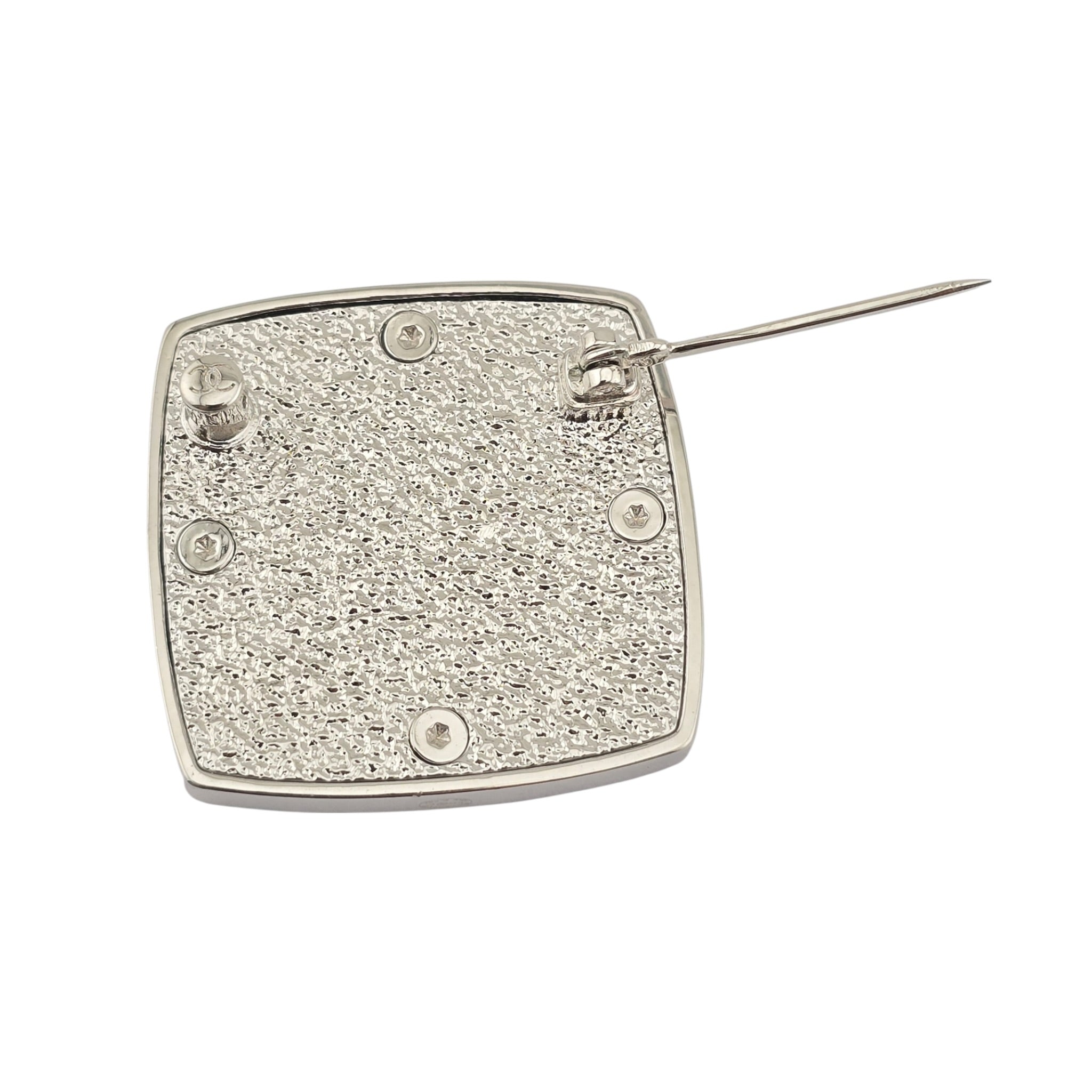 Chanel CC Square Silver Crystal Brooch 2025 CHANEL