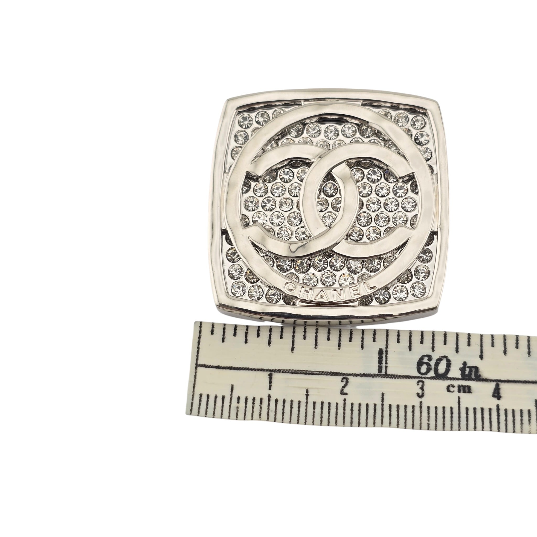 Chanel CC Square Silver Crystal Brooch 2025 CHANEL