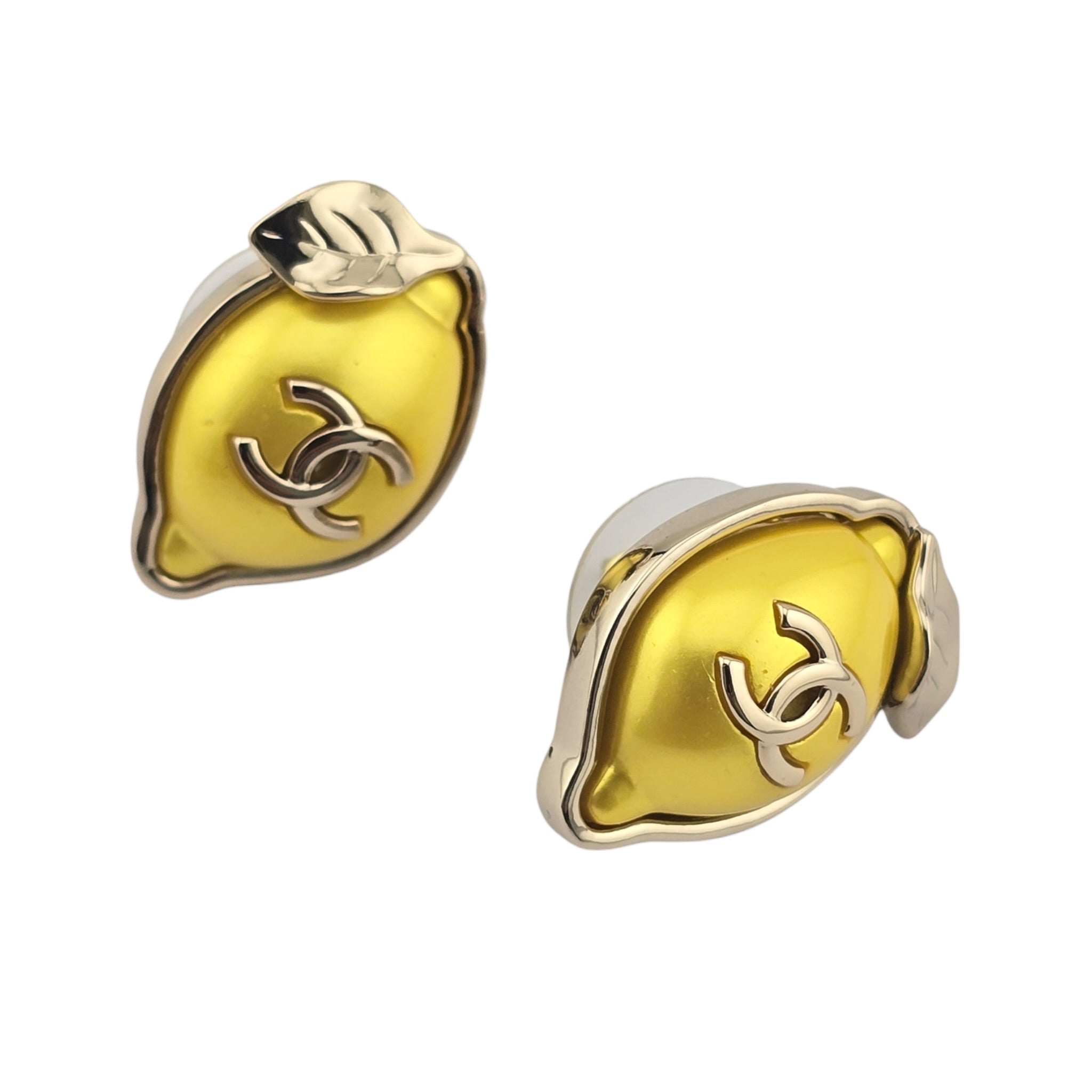 Chanel CC Lemom Stud Enamel Earrings 2026 CHANEL
